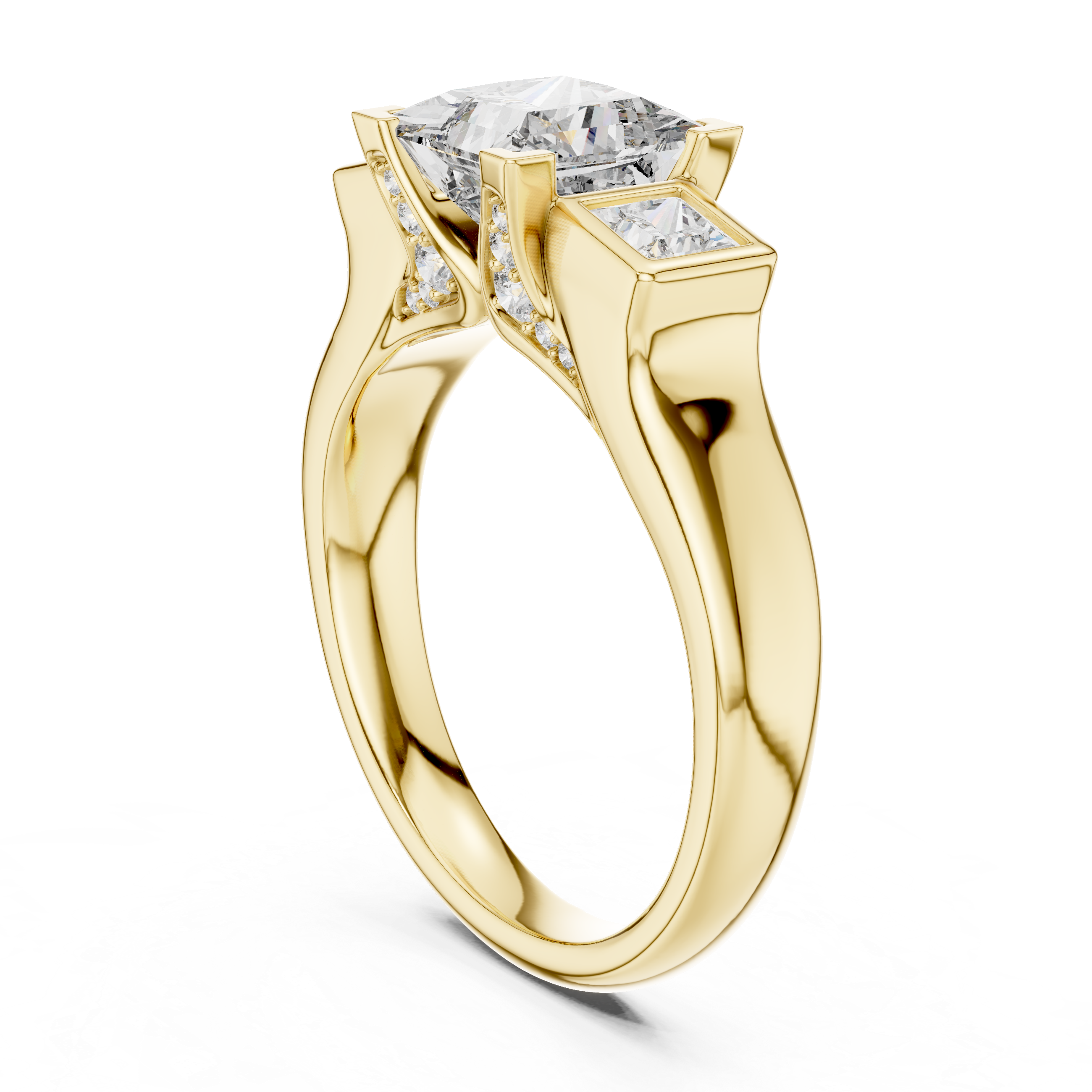 PRINCESS SIDE STONE SOLITAIRE DIAMOND RING