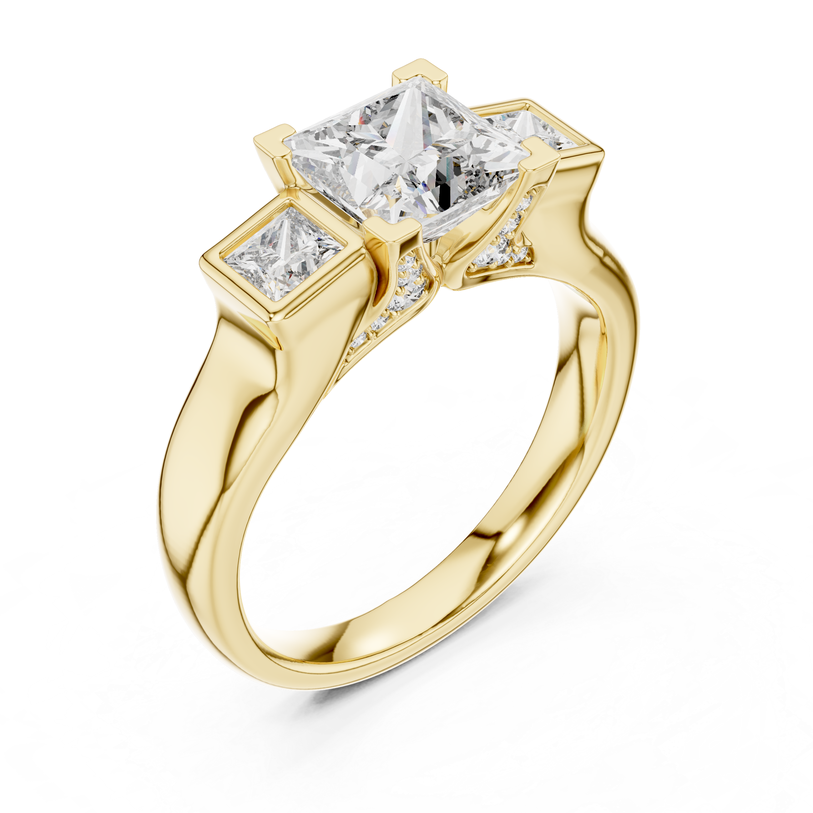 PRINCESS SIDE STONE SOLITAIRE DIAMOND RING
