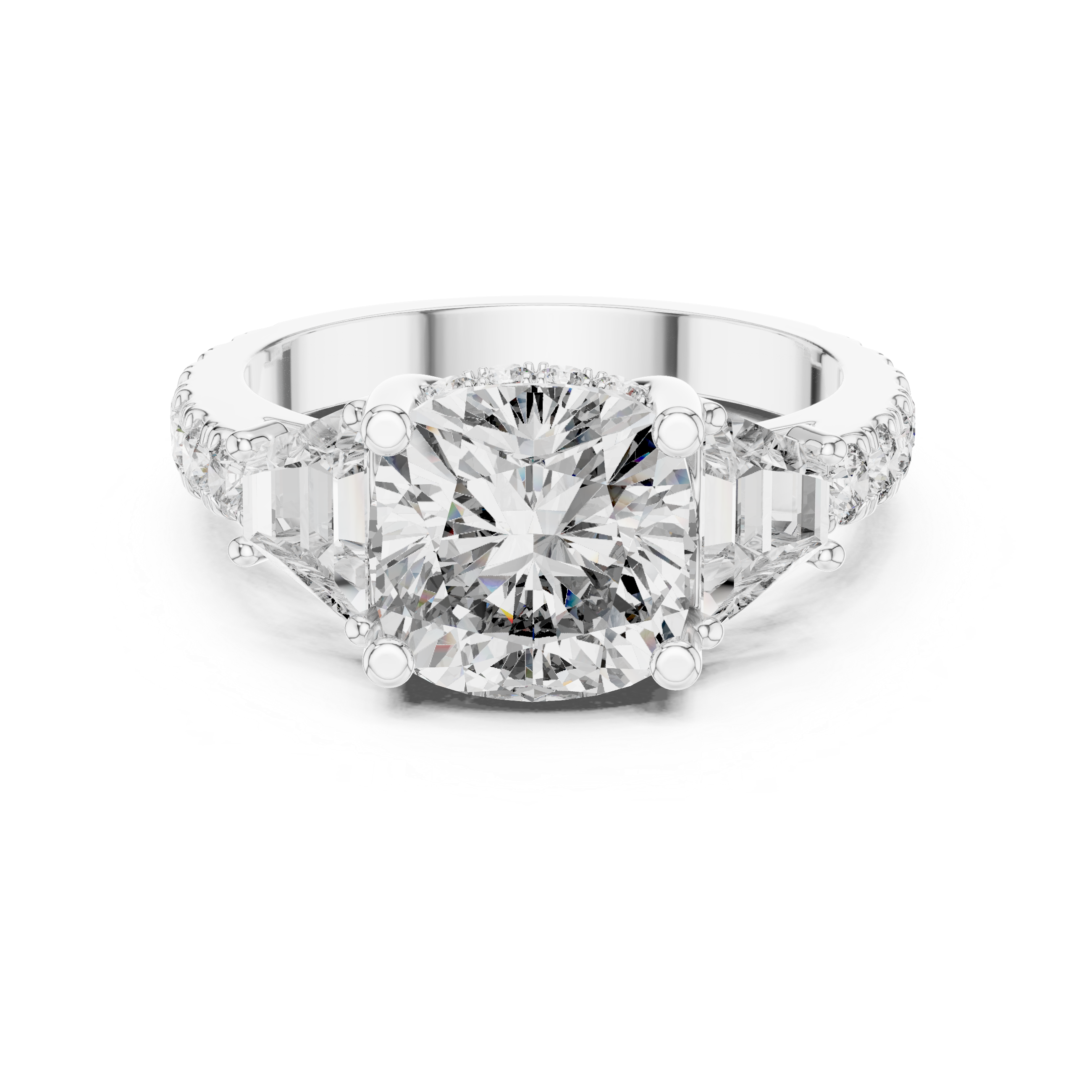 Ardelle Cushion Three Stone Diamond Engagement Ring