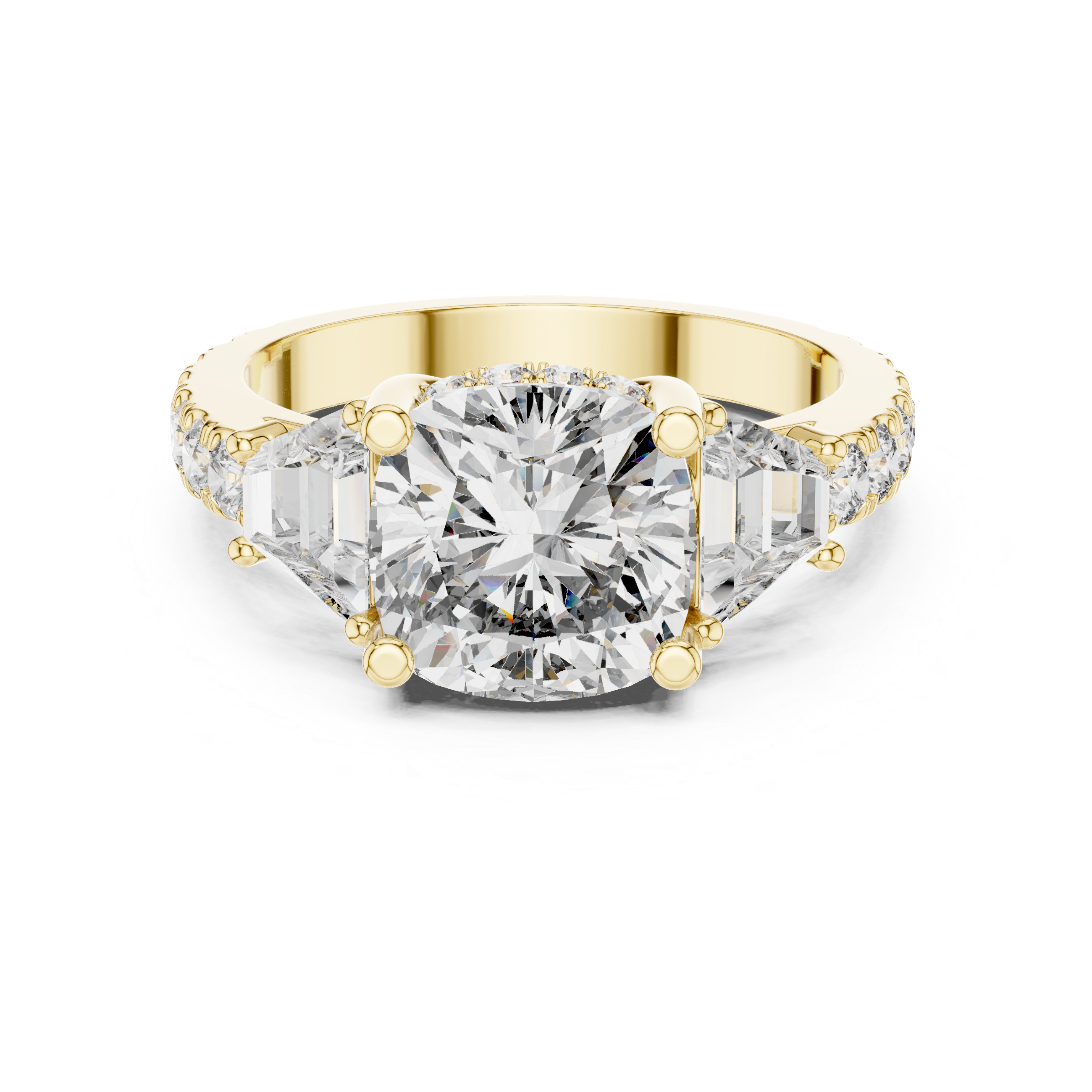 Ardelle Cushion Three Stone Diamond Engagement Ring