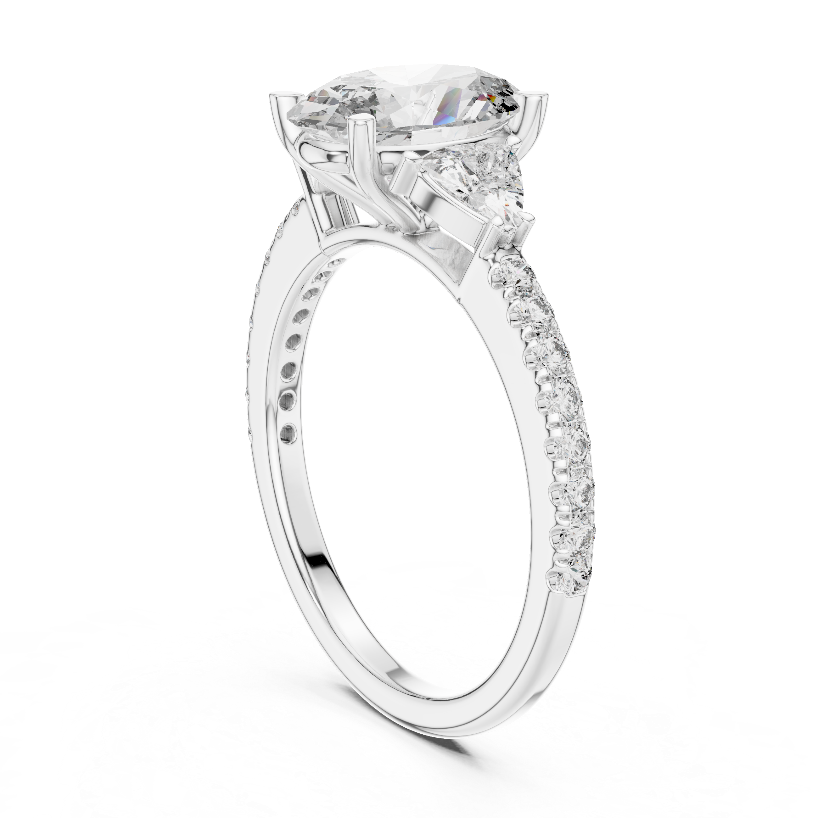Evora Pear Three Stone Ring