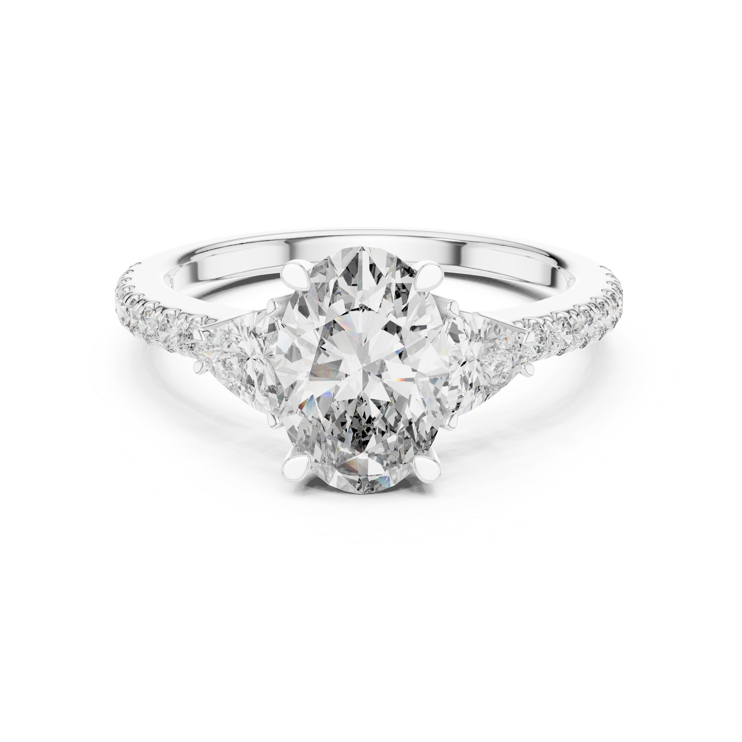 Evora Pear Three Stone Ring