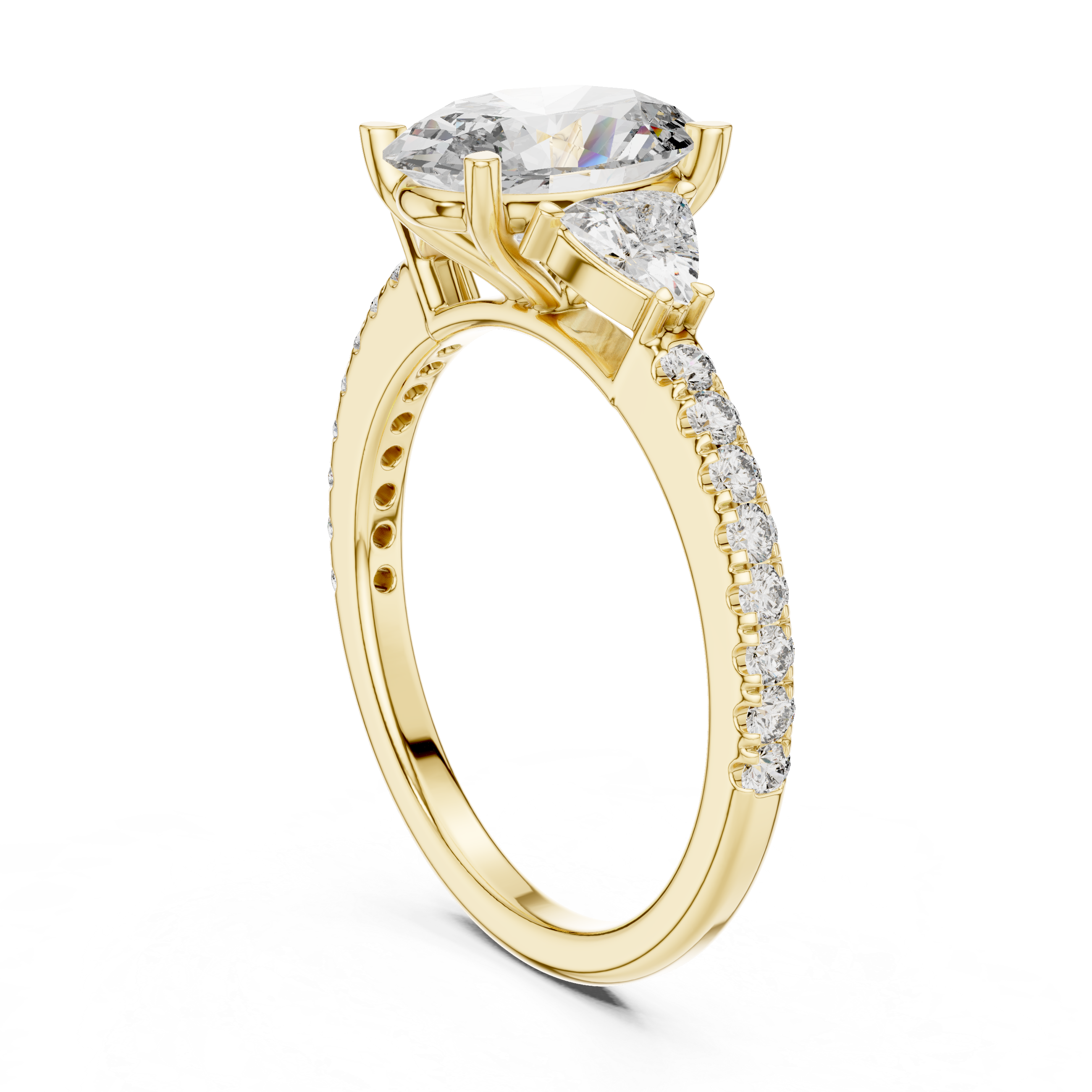 Evora Pear Three Stone Ring