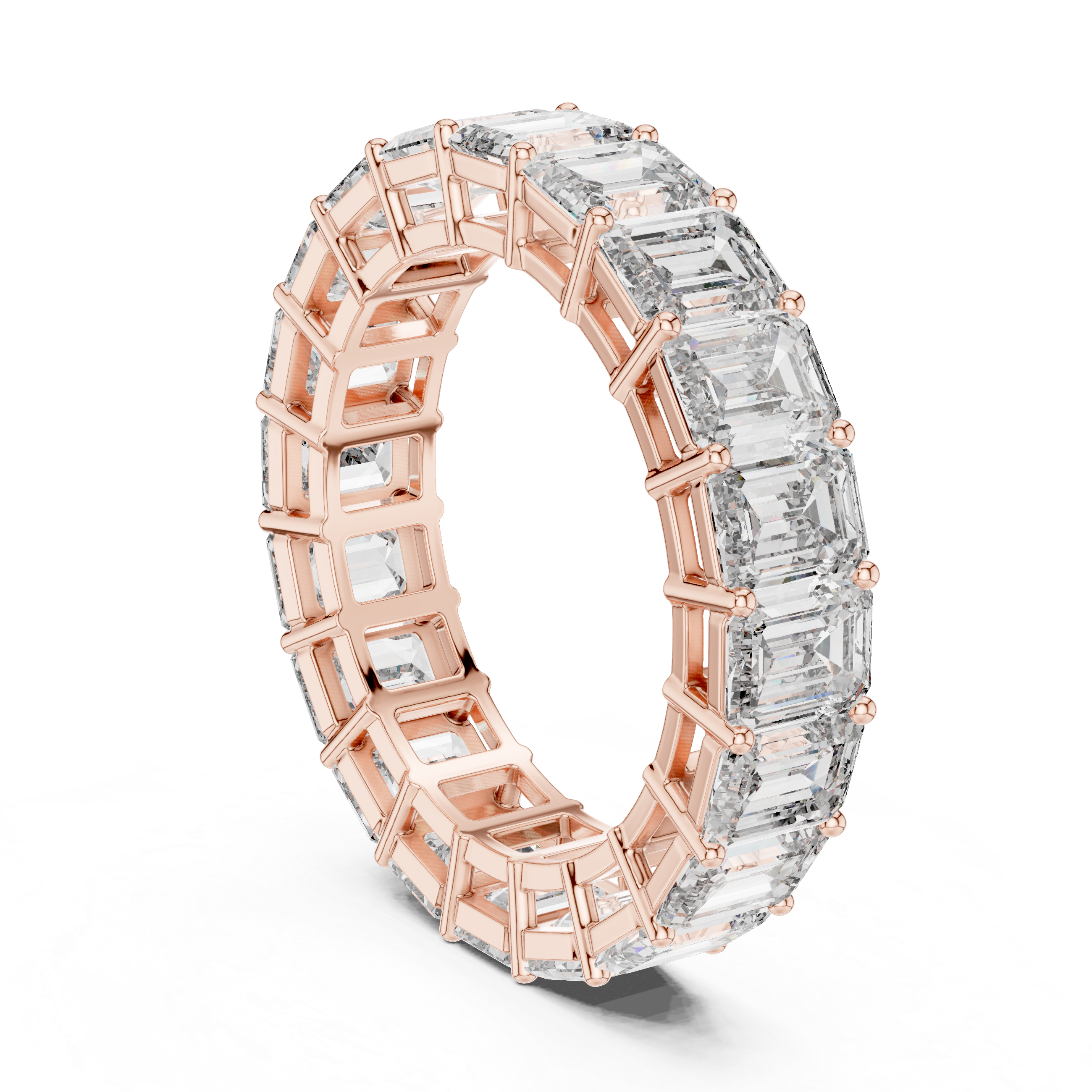 EMRALD CUT DIAMOND ETERNITY BAND RING