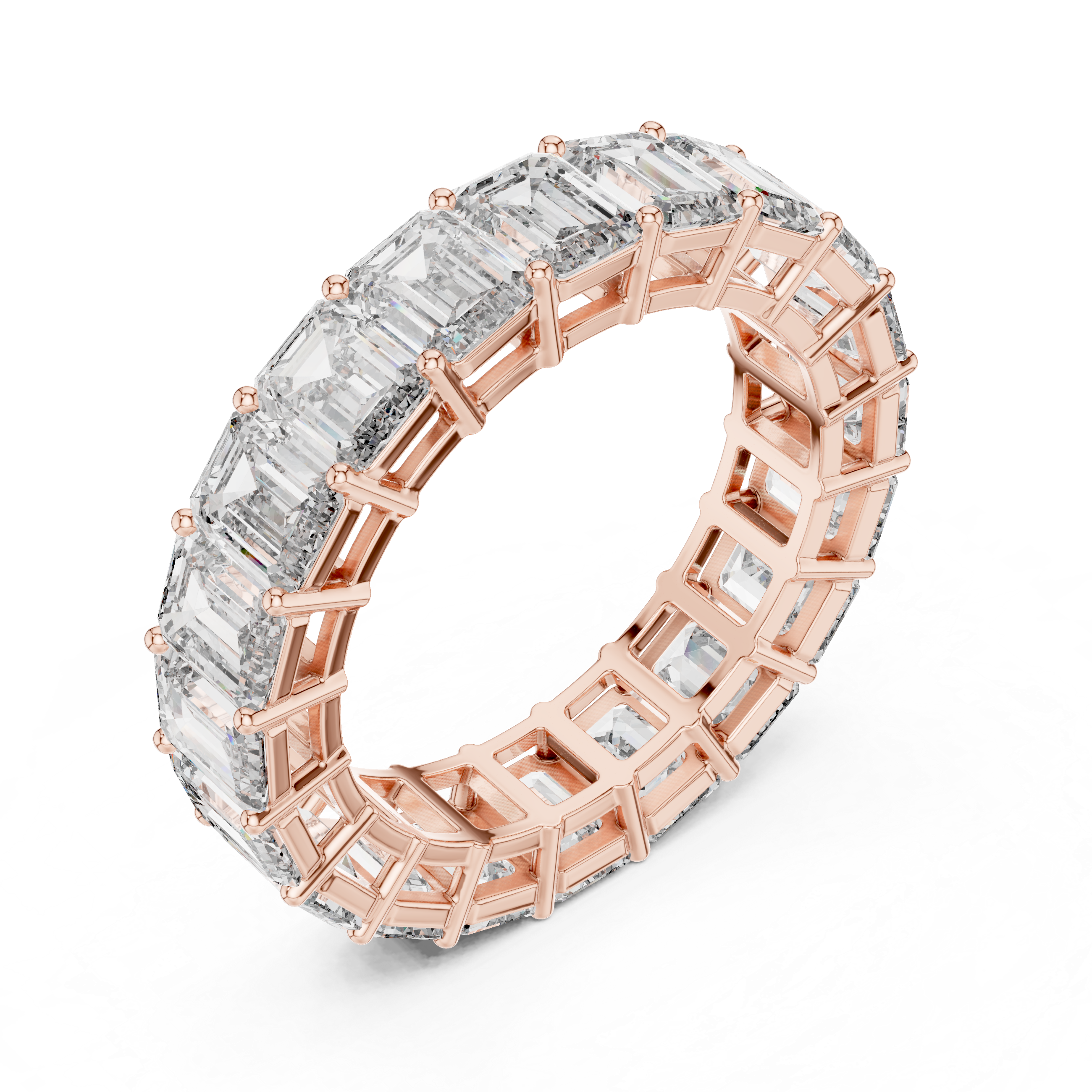 EMRALD CUT DIAMOND ETERNITY BAND RING
