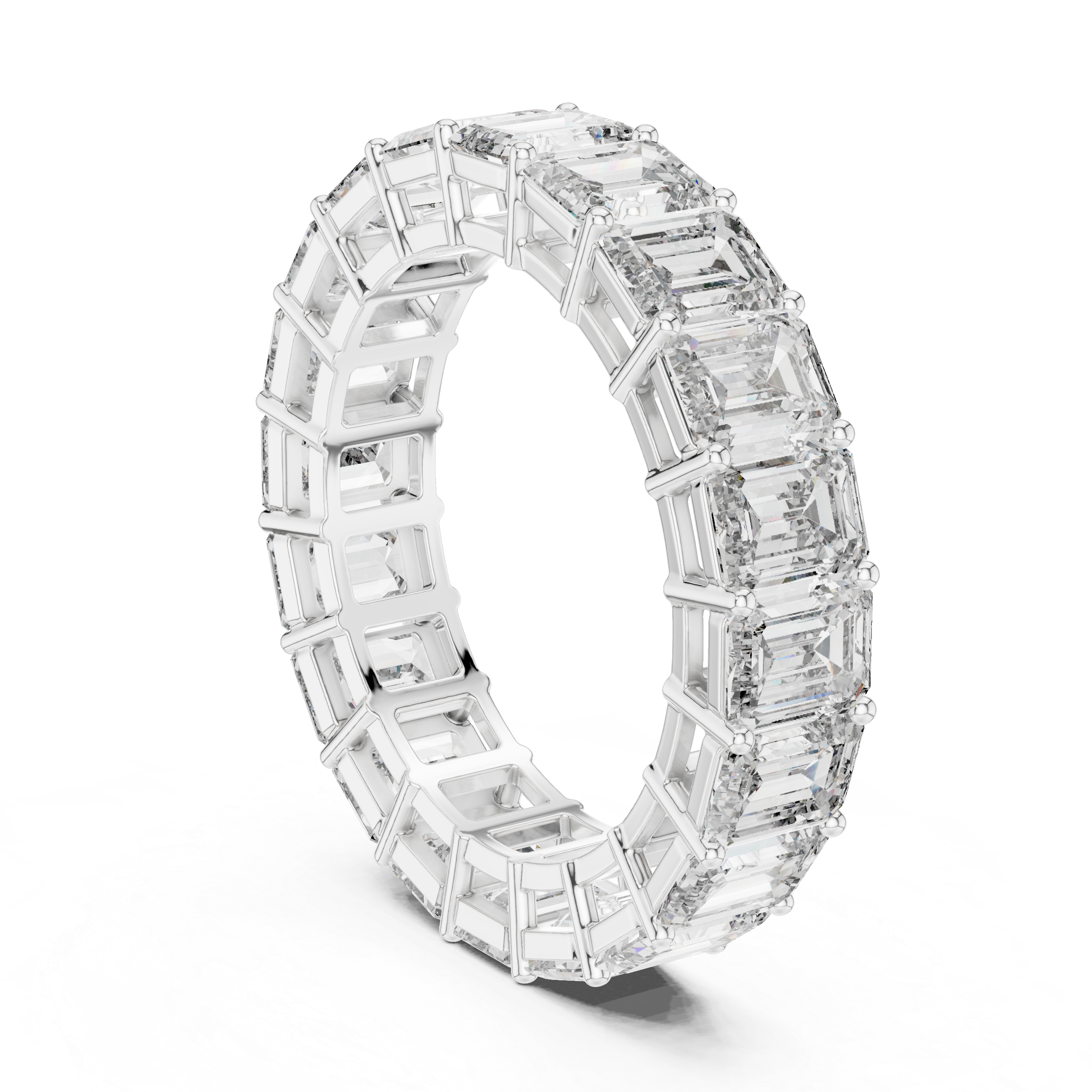 EMRALD CUT DIAMOND ETERNITY BAND RING