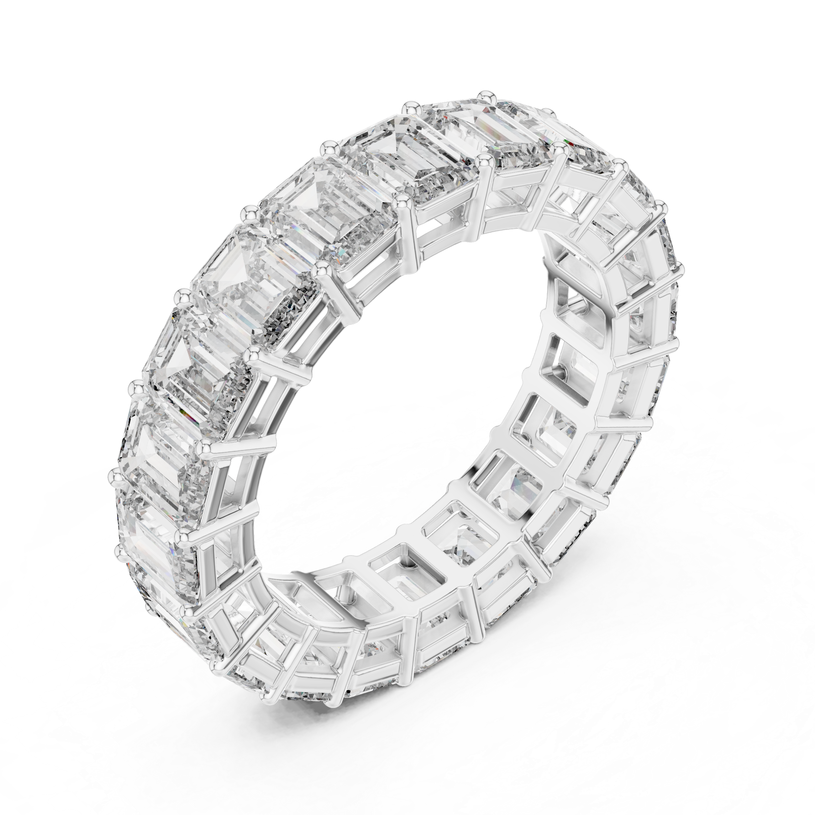 EMRALD CUT DIAMOND ETERNITY BAND RING