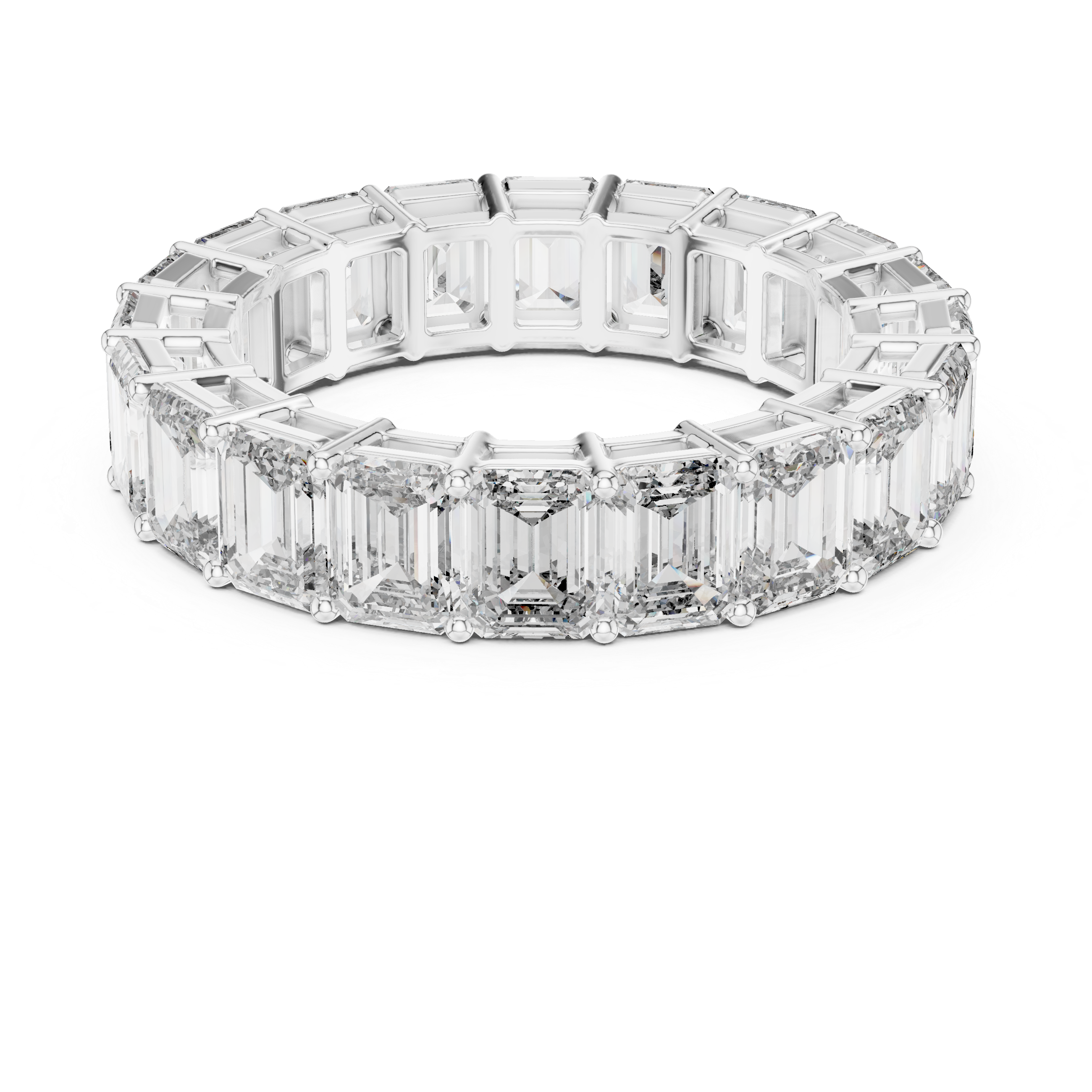 EMRALD CUT DIAMOND ETERNITY BAND RING