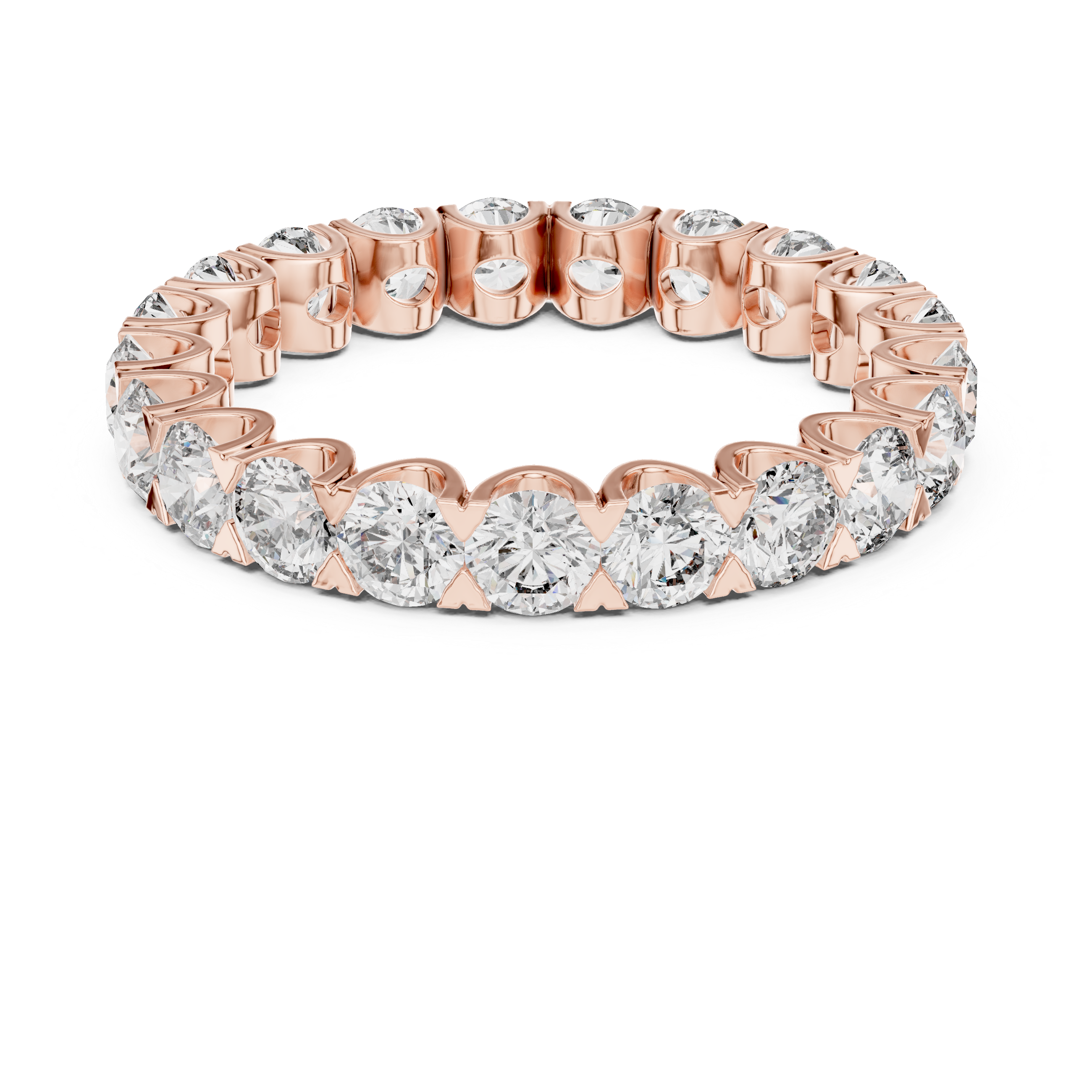 Round Brilliant Diamond U-Prong Eternity Band Ring