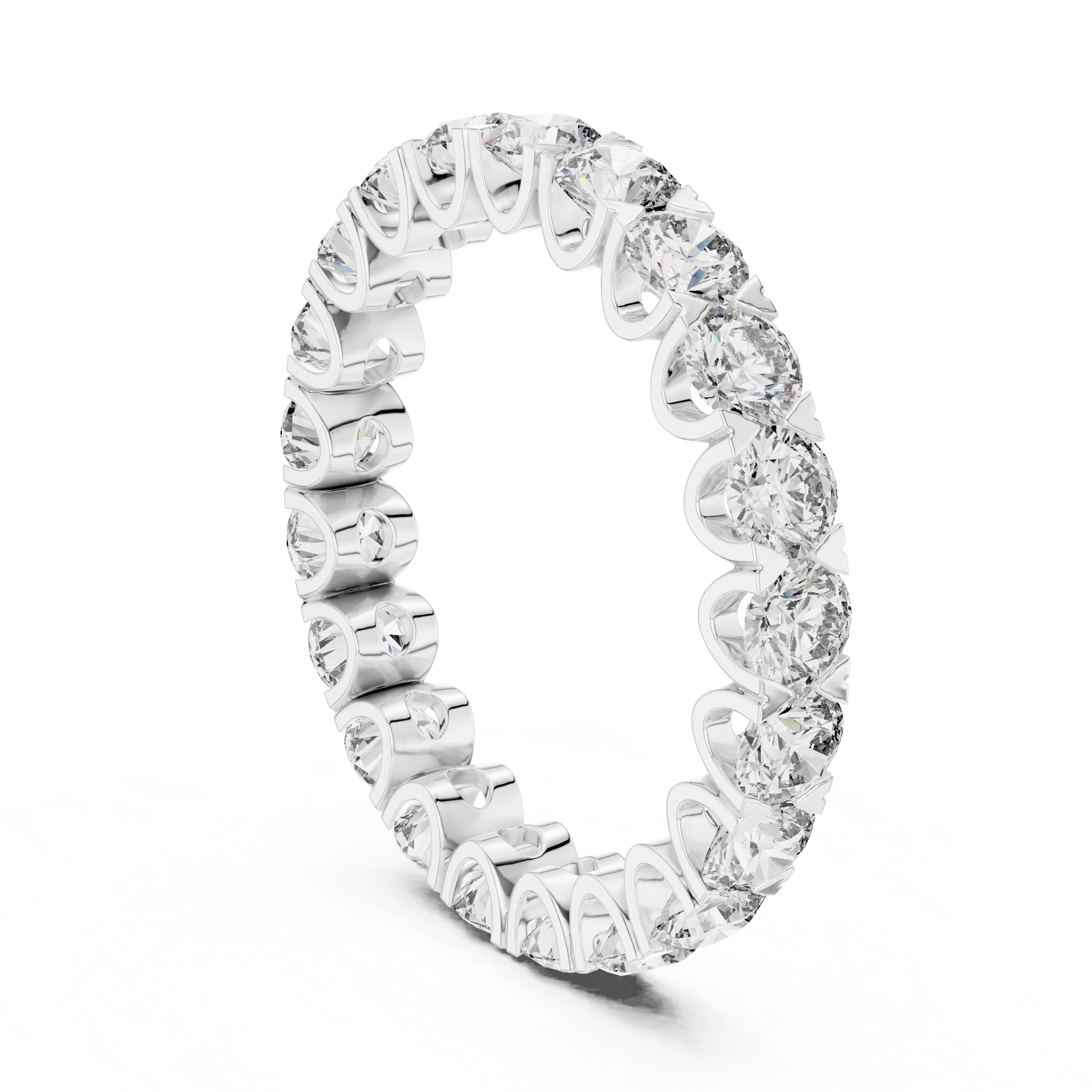 Round Brilliant Diamond U-Prong Eternity Band Ring