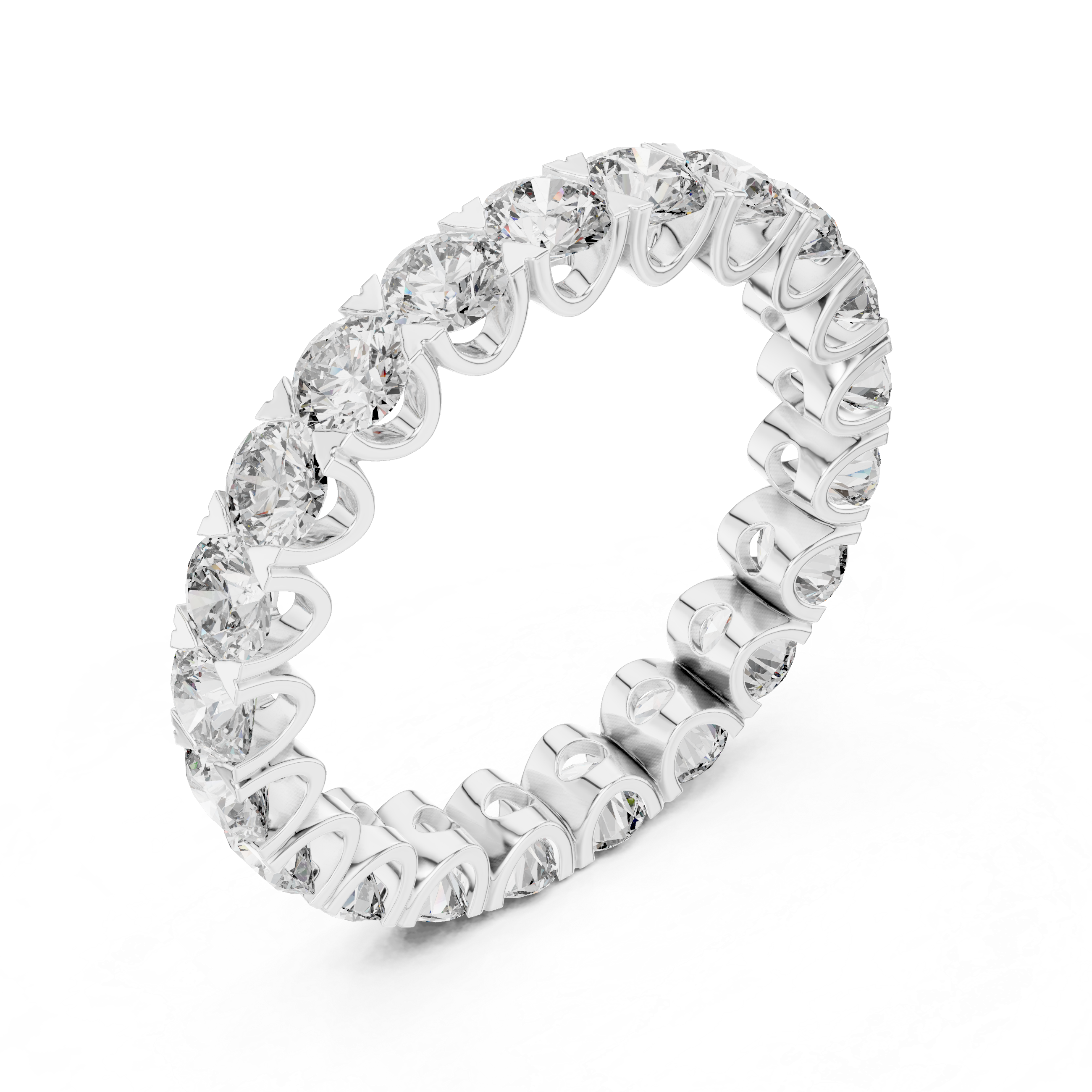 Round Brilliant Diamond U-Prong Eternity Band Ring