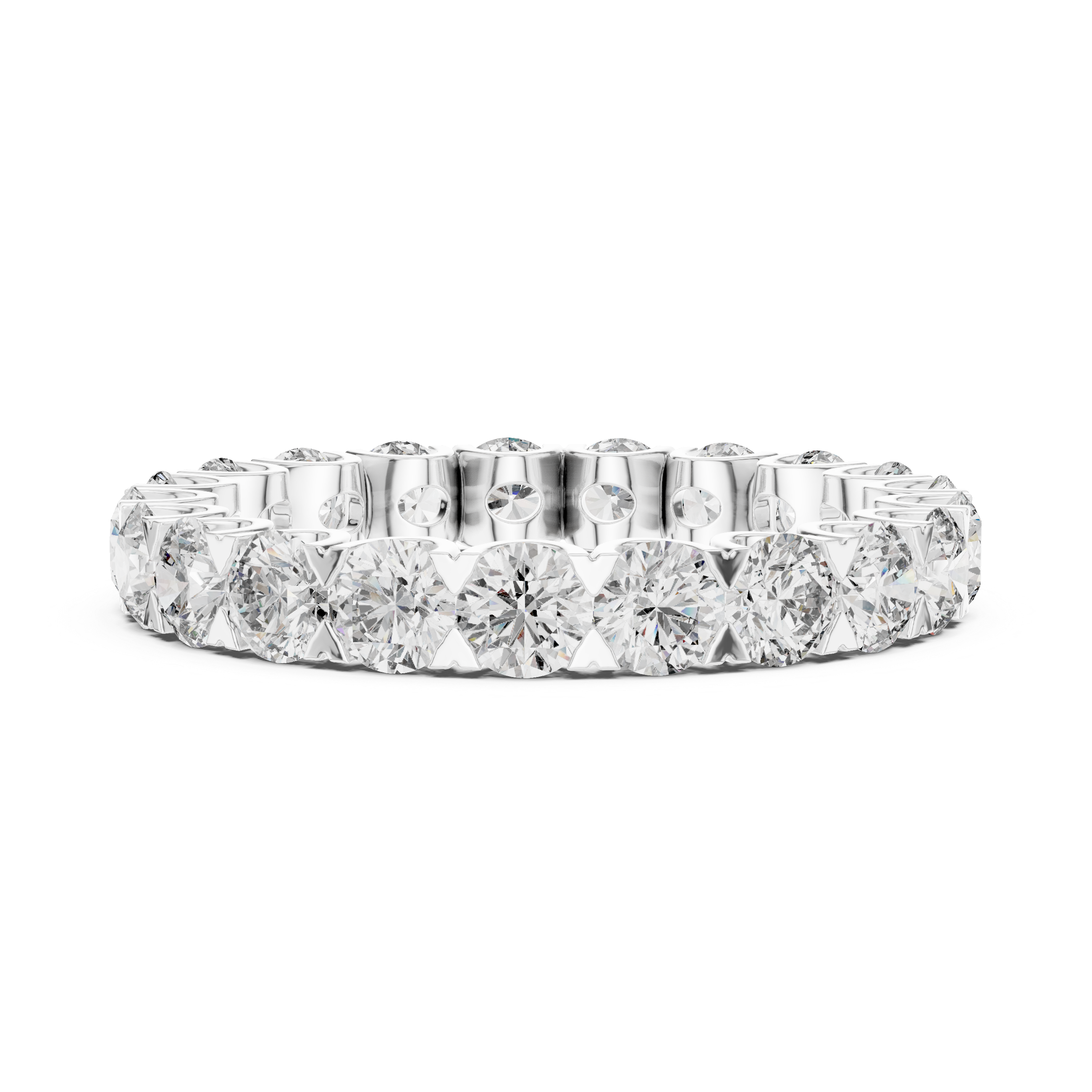 Round Brilliant Diamond U-Prong Eternity Band Ring