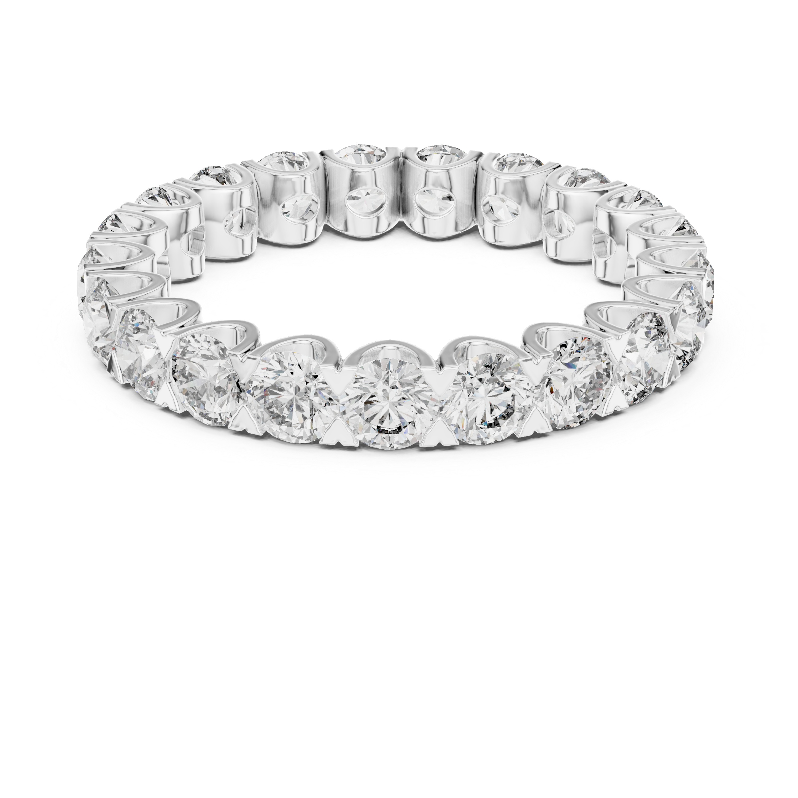 Round Brilliant Diamond U-Prong Eternity Band Ring