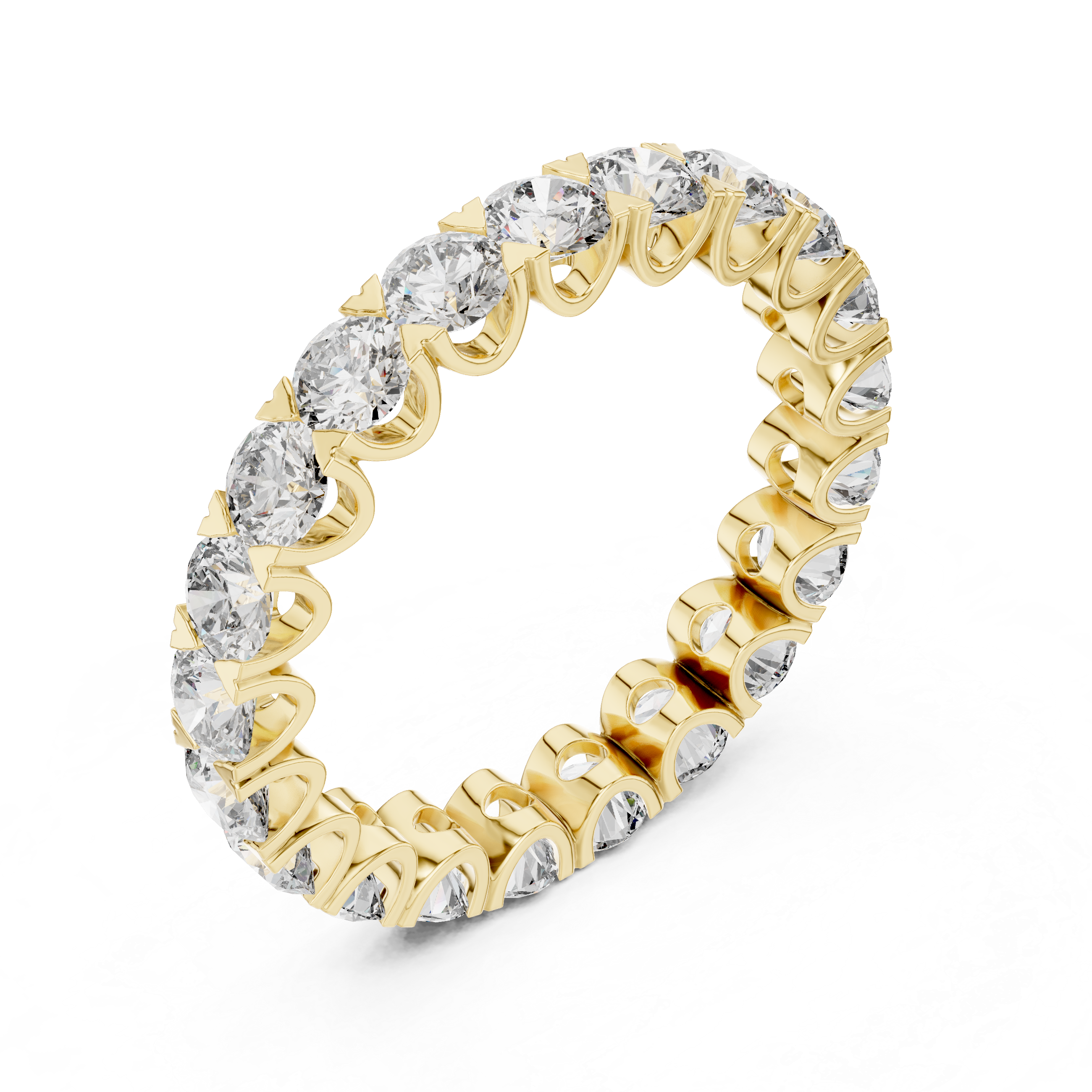 Round Brilliant Diamond U-Prong Eternity Band Ring