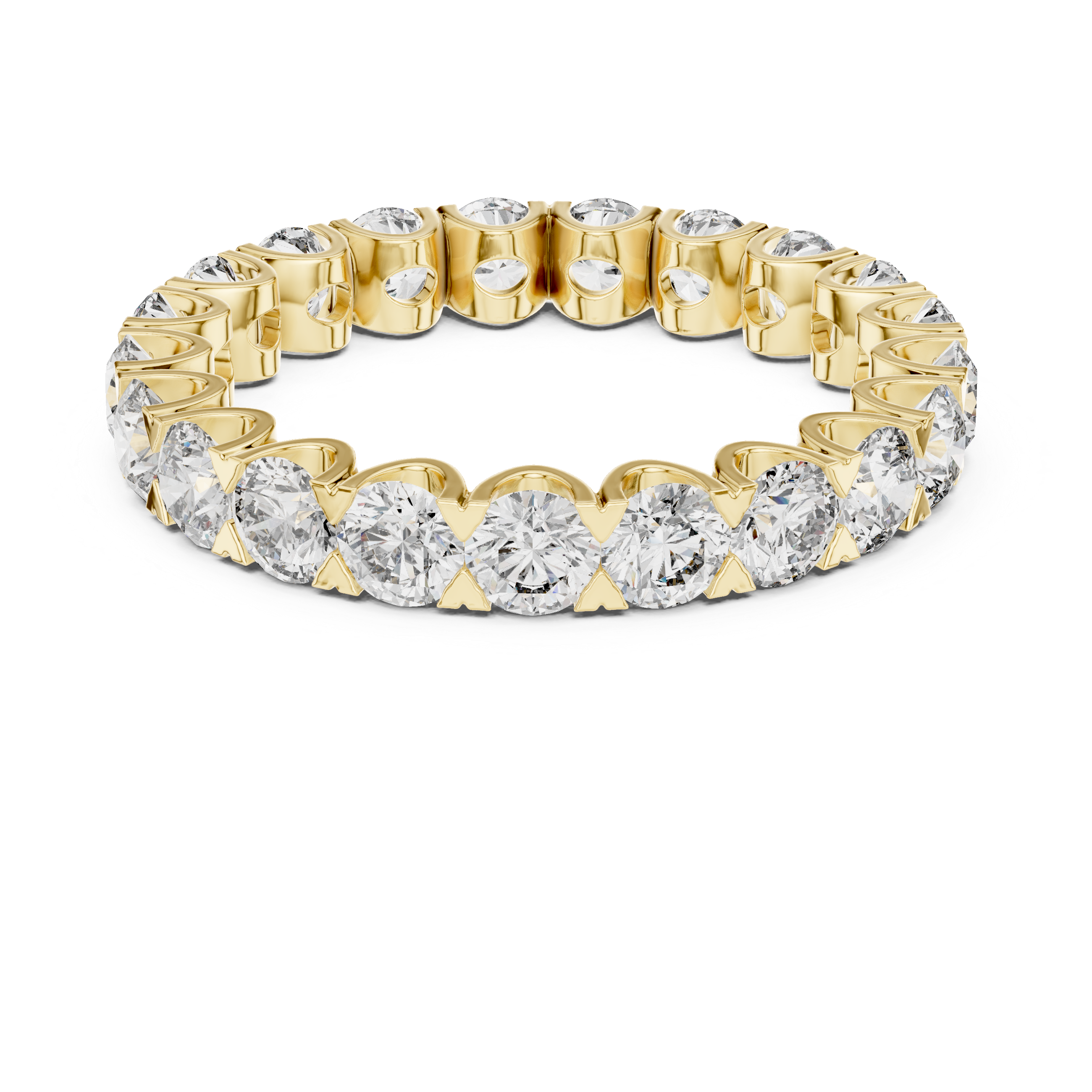 Round Brilliant Diamond U-Prong Eternity Band Ring