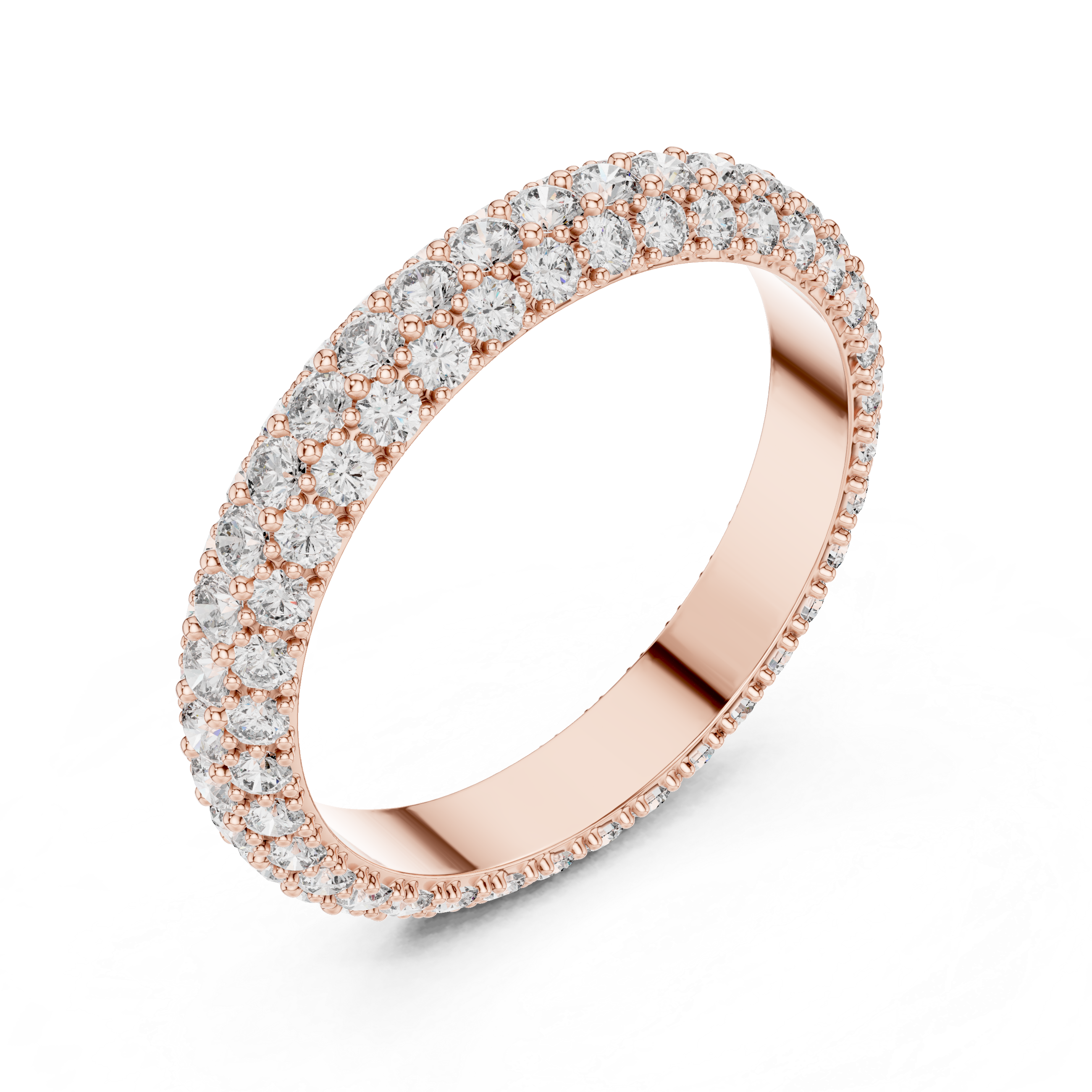 TRIPAL ROW PAVE DIAMOND ETERNITY BAND