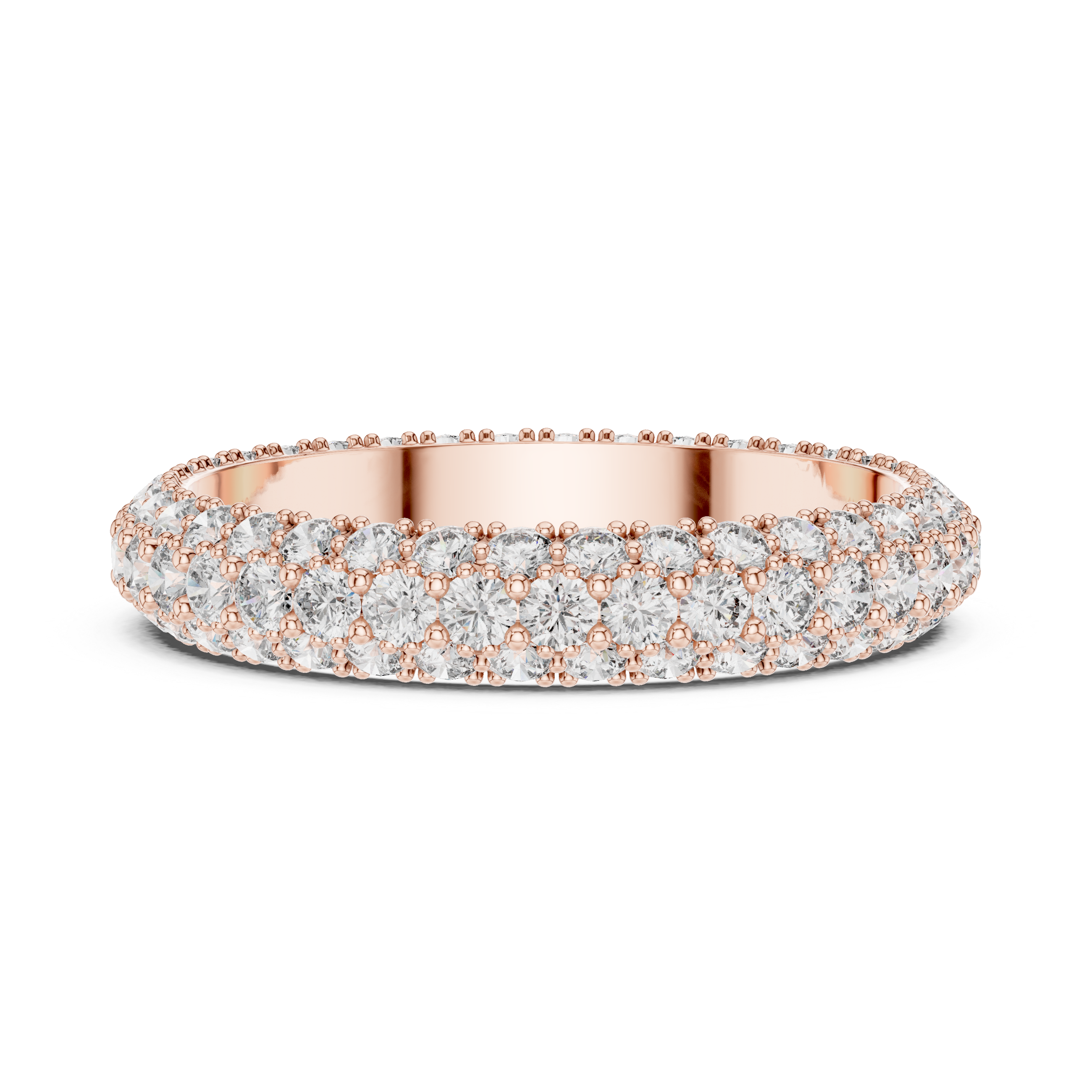 TRIPAL ROW PAVE DIAMOND ETERNITY BAND