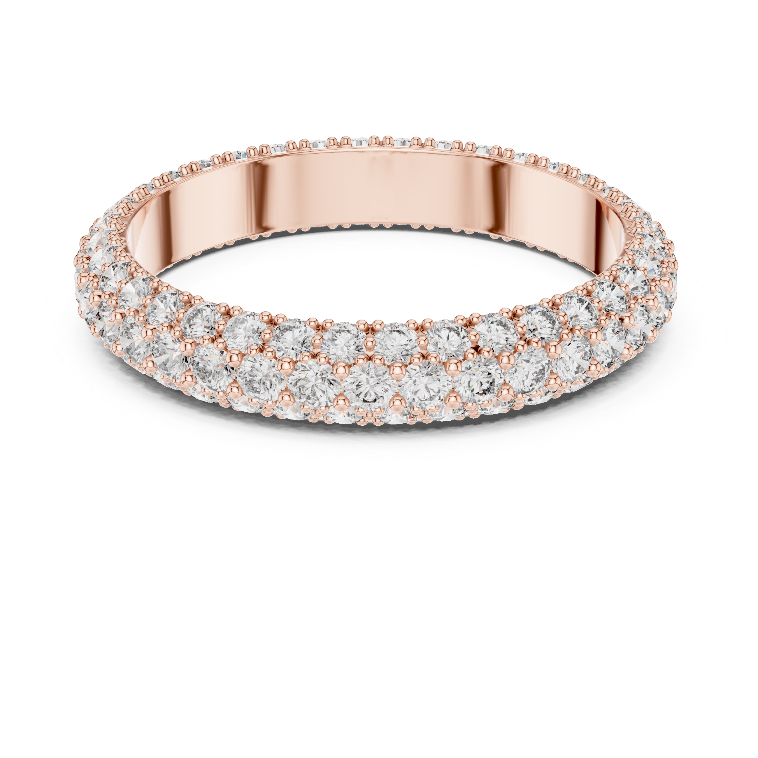 TRIPAL ROW PAVE DIAMOND ETERNITY BAND