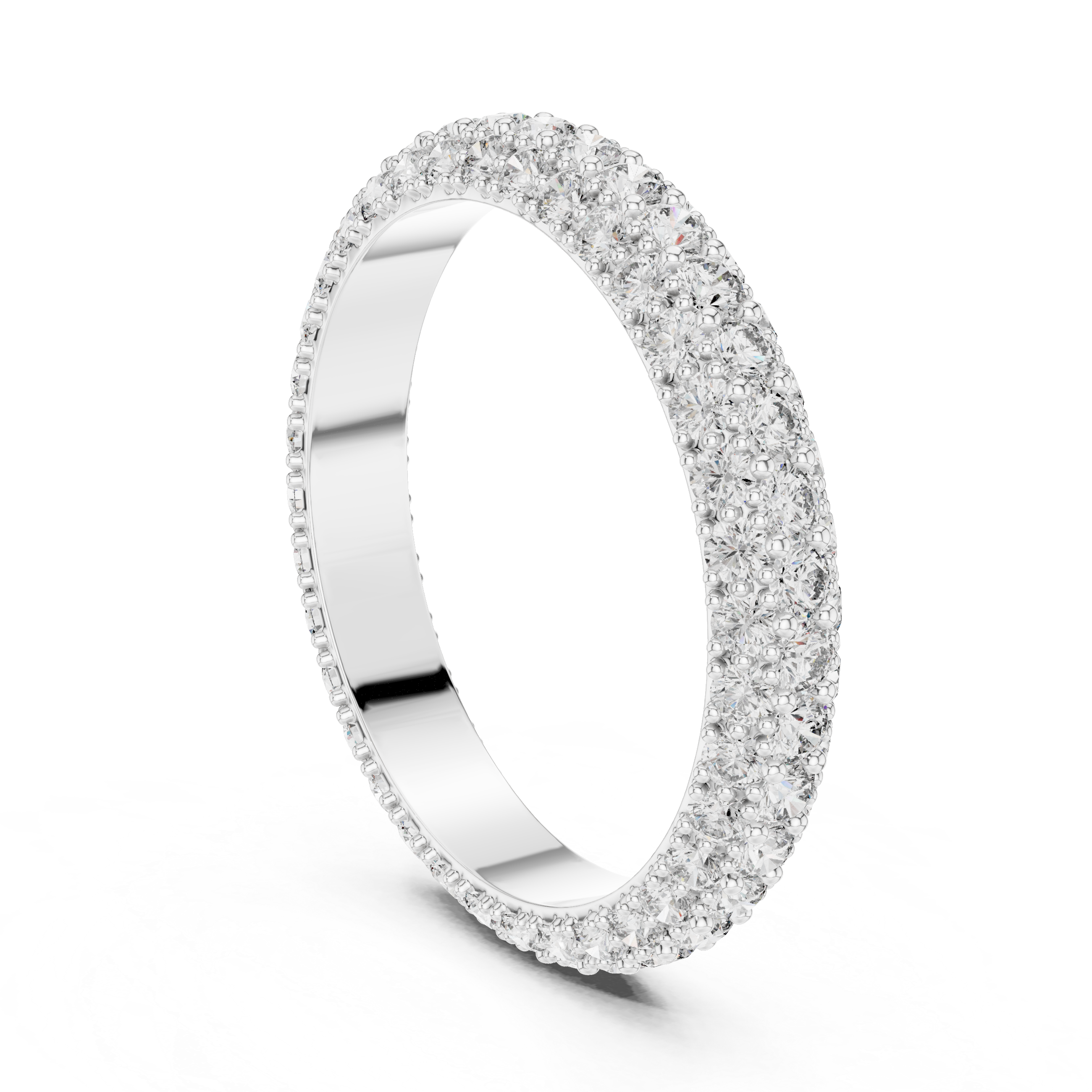 TRIPAL ROW PAVE DIAMOND ETERNITY BAND