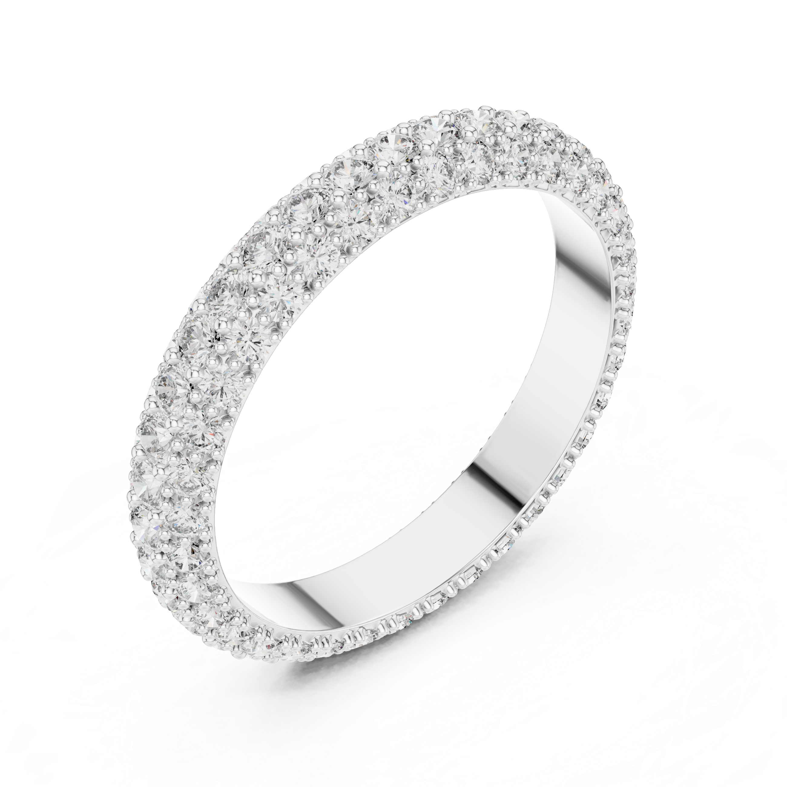 TRIPAL ROW PAVE DIAMOND ETERNITY BAND