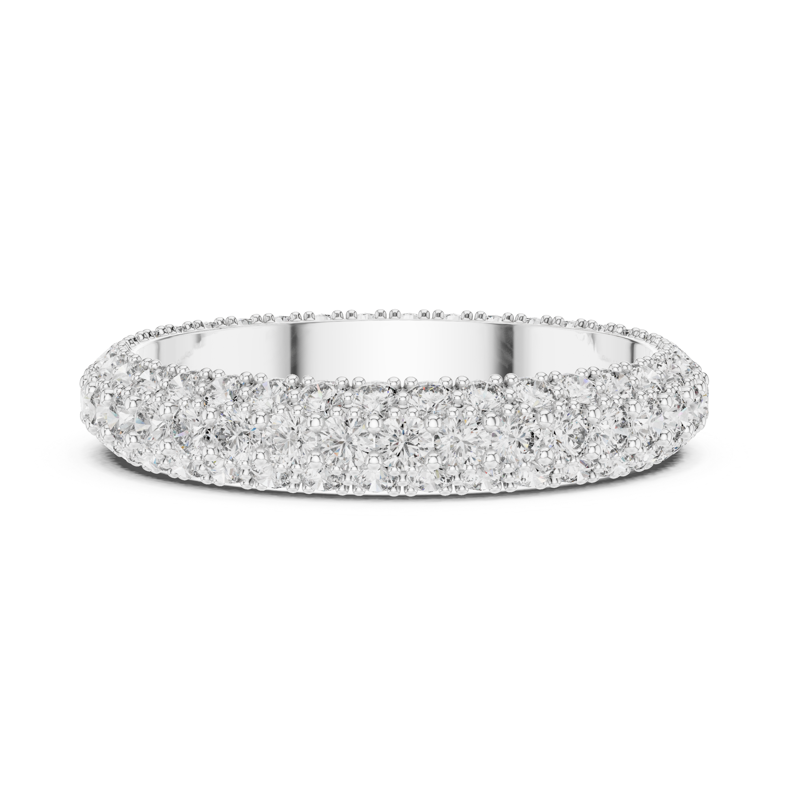 TRIPAL ROW PAVE DIAMOND ETERNITY BAND