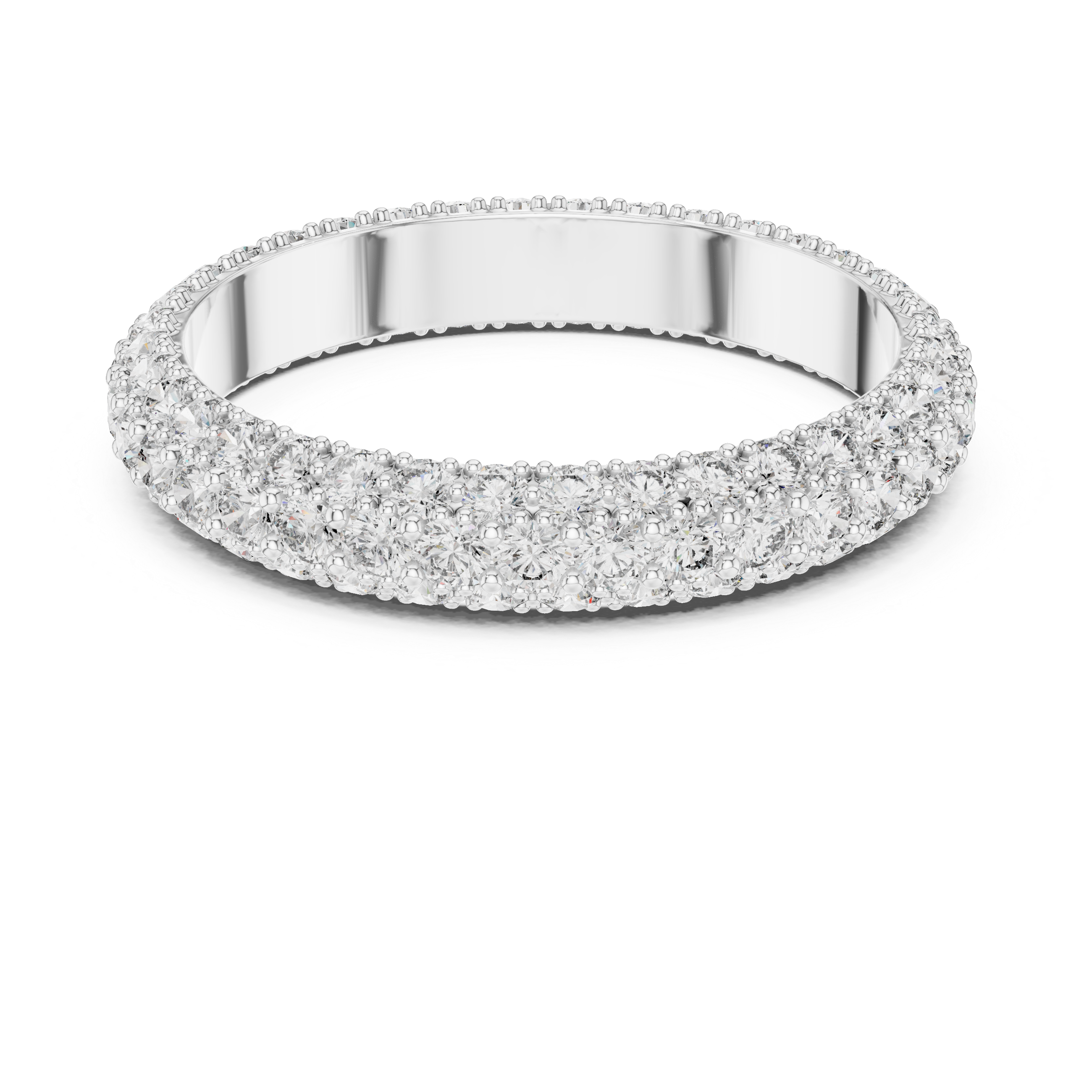 TRIPAL ROW PAVE DIAMOND ETERNITY BAND