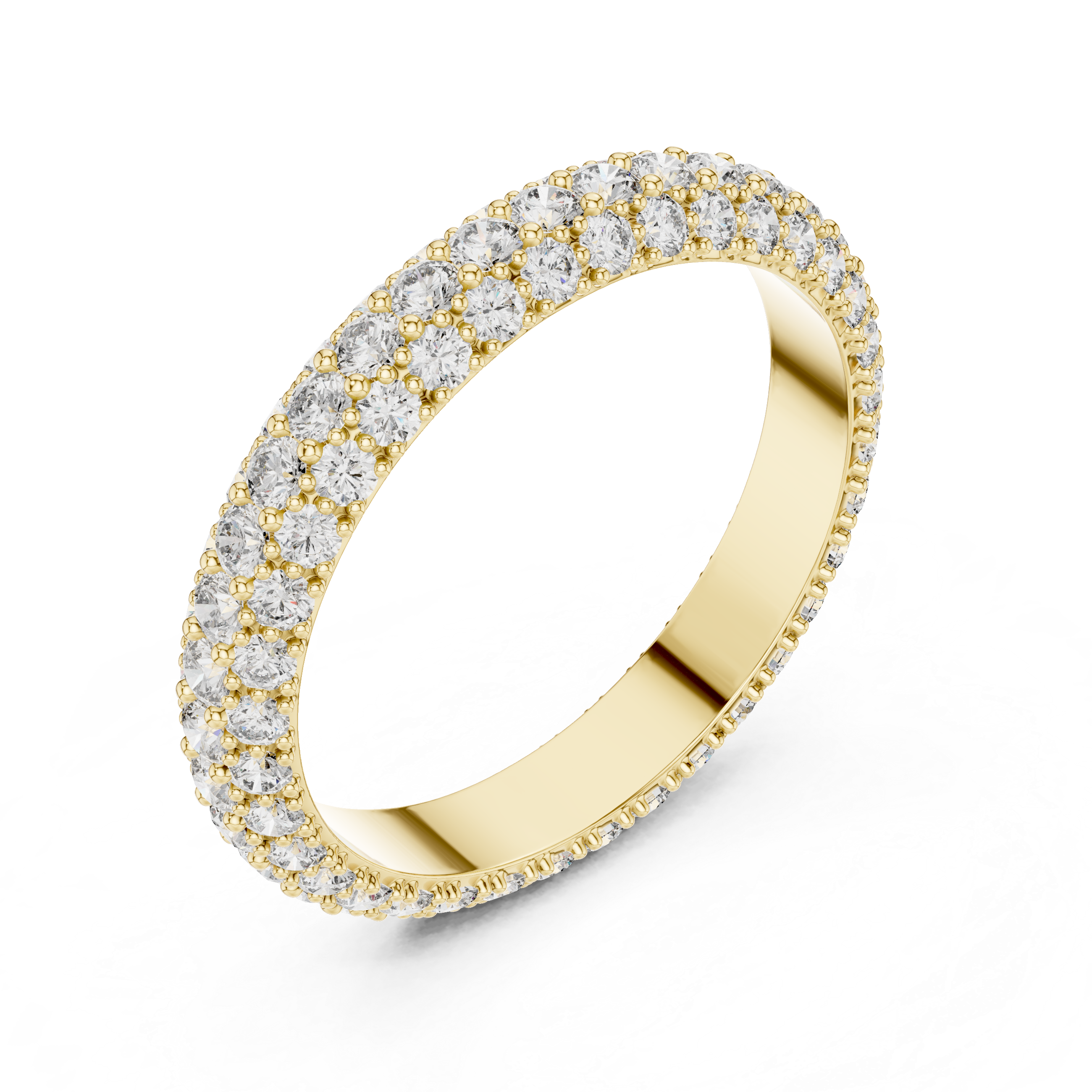 TRIPAL ROW PAVE DIAMOND ETERNITY BAND