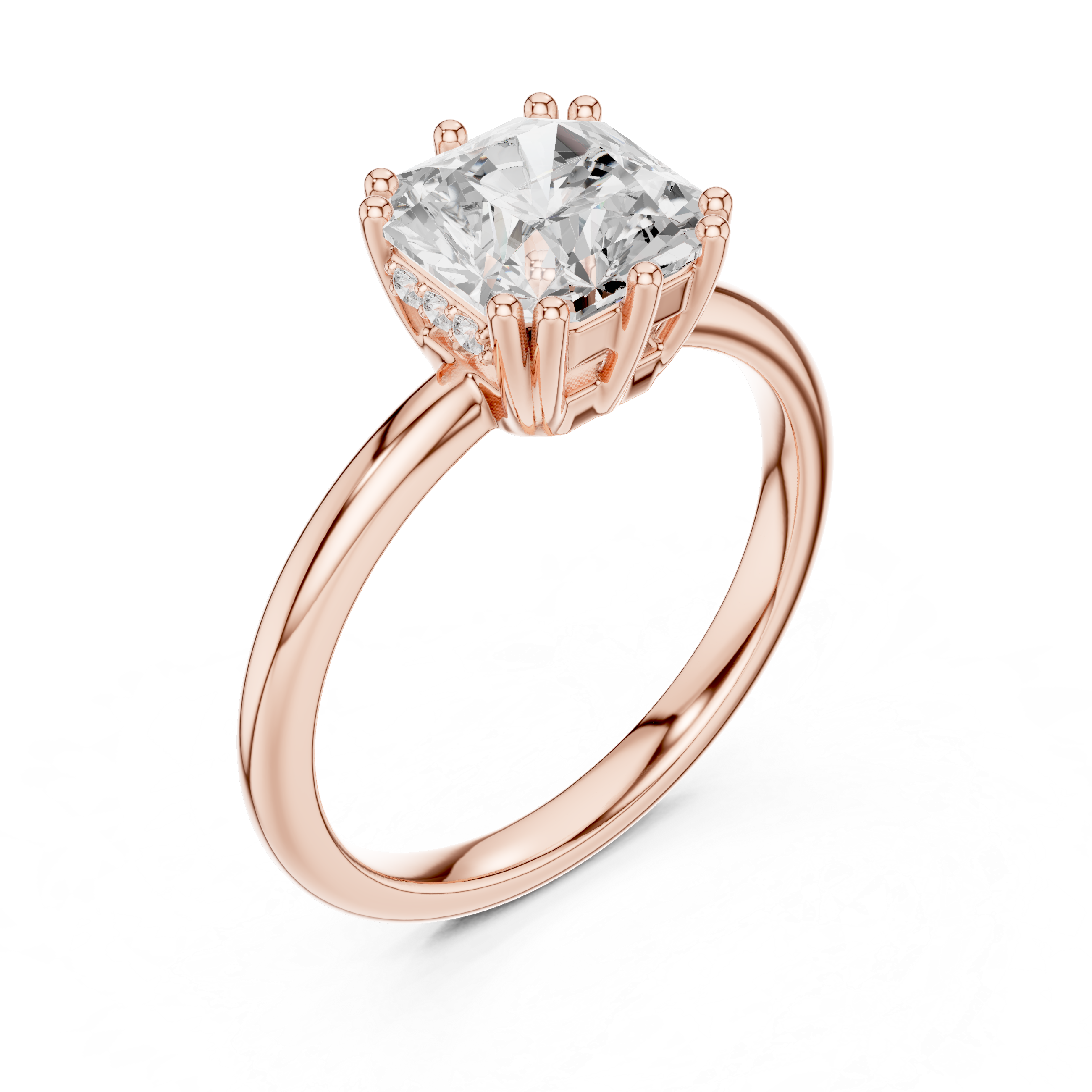 Square Radiant-Cut Diamond Solitaire Engagement Ring
