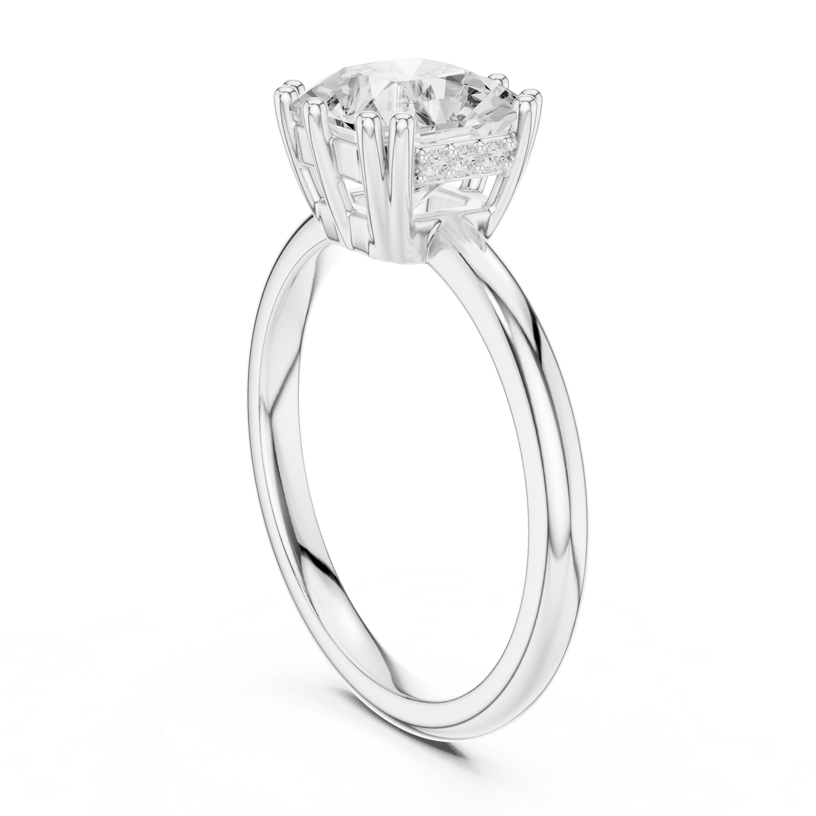 Square Radiant-Cut Diamond Solitaire Engagement Ring