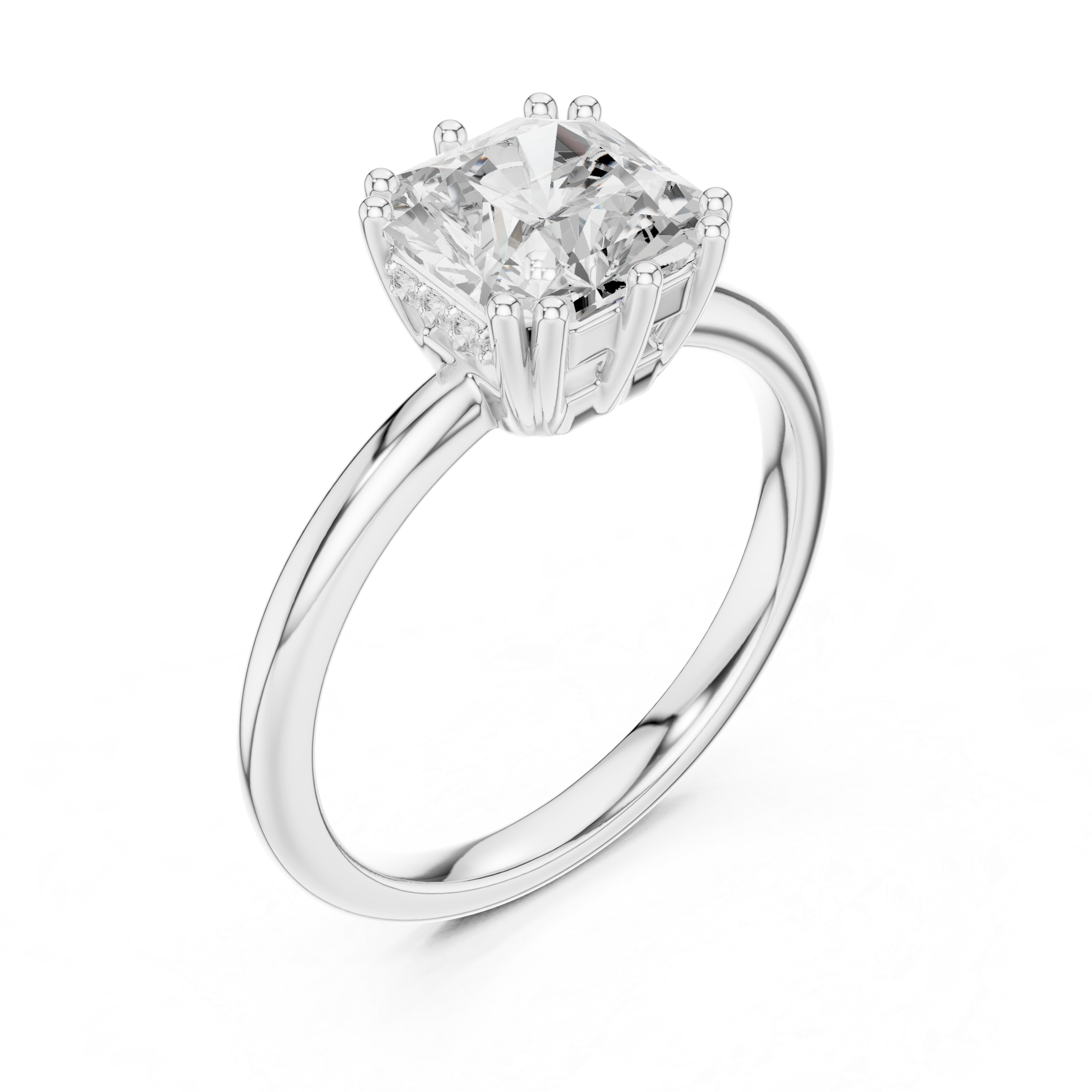 Square Radiant-Cut Diamond Solitaire Engagement Ring