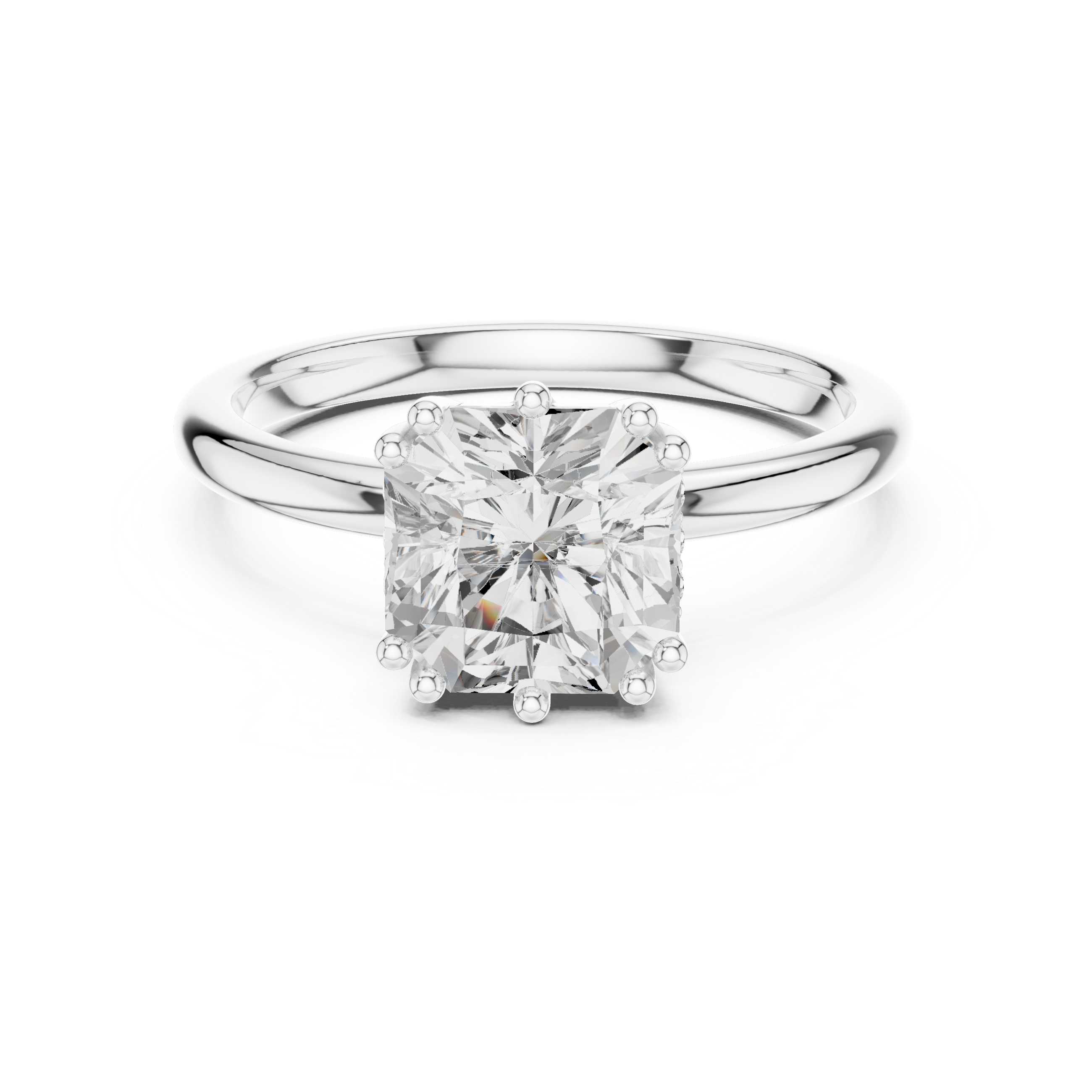 Square Radiant-Cut Diamond Solitaire Engagement Ring
