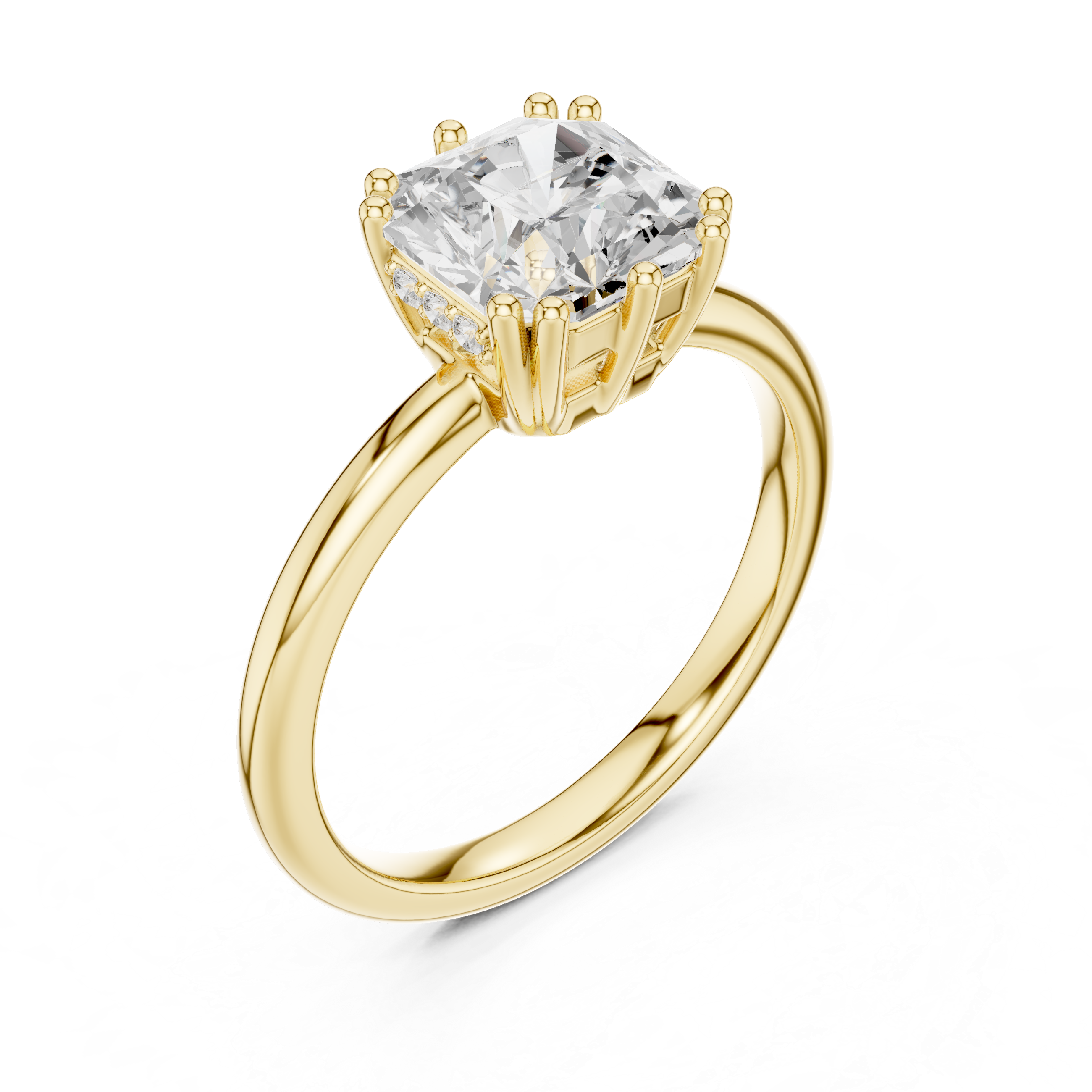 Square Radiant-Cut Diamond Solitaire Engagement Ring