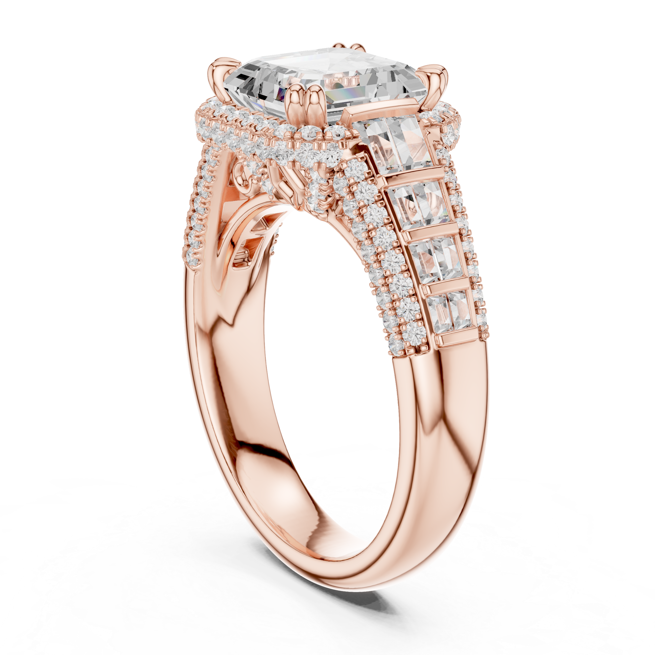 Imperium Asscher-Cut Diamond Halo Engagement Ring
