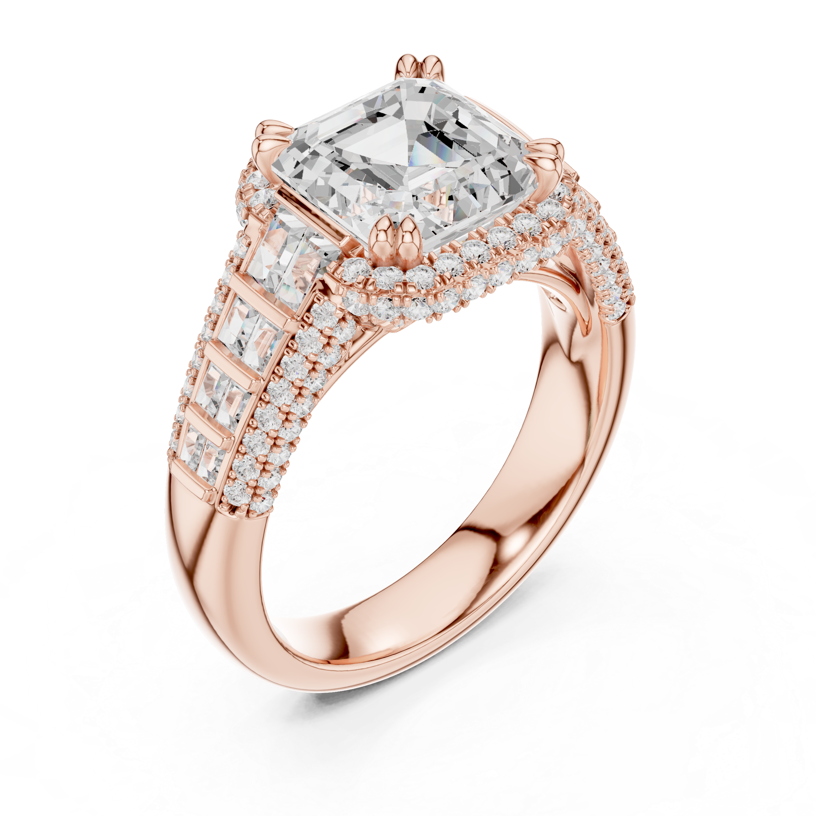 Imperium Asscher-Cut Diamond Halo Engagement Ring