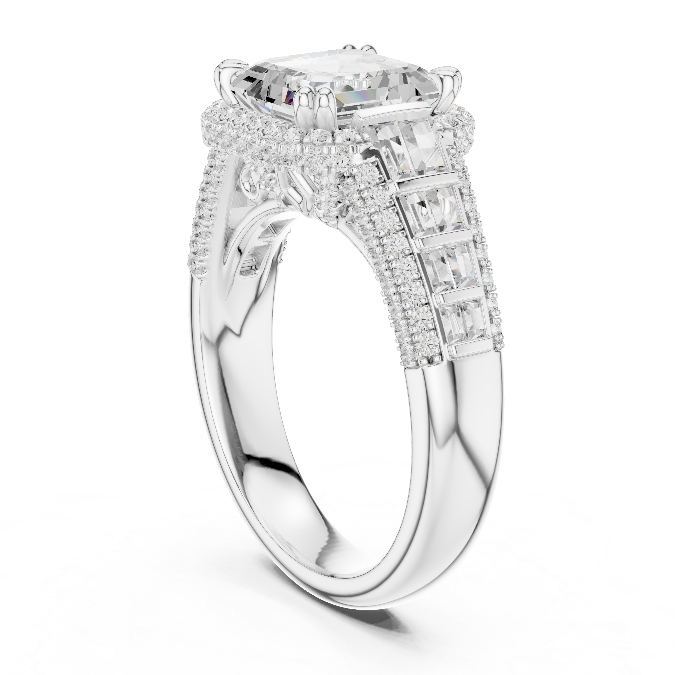 Imperium Asscher-Cut Diamond Halo Engagement Ring