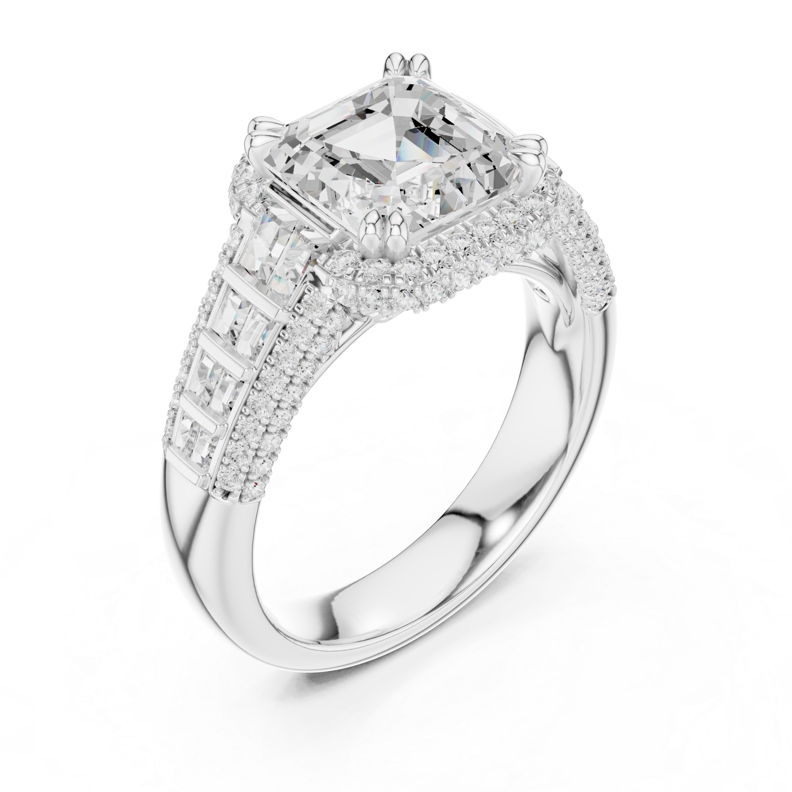 Imperium Asscher-Cut Diamond Halo Engagement Ring