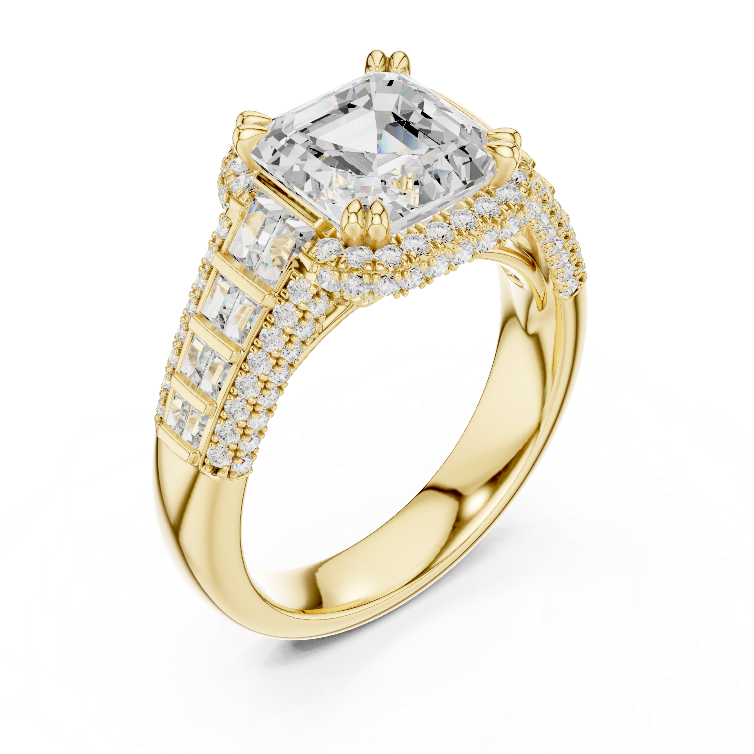 Imperium Asscher-Cut Diamond Halo Engagement Ring