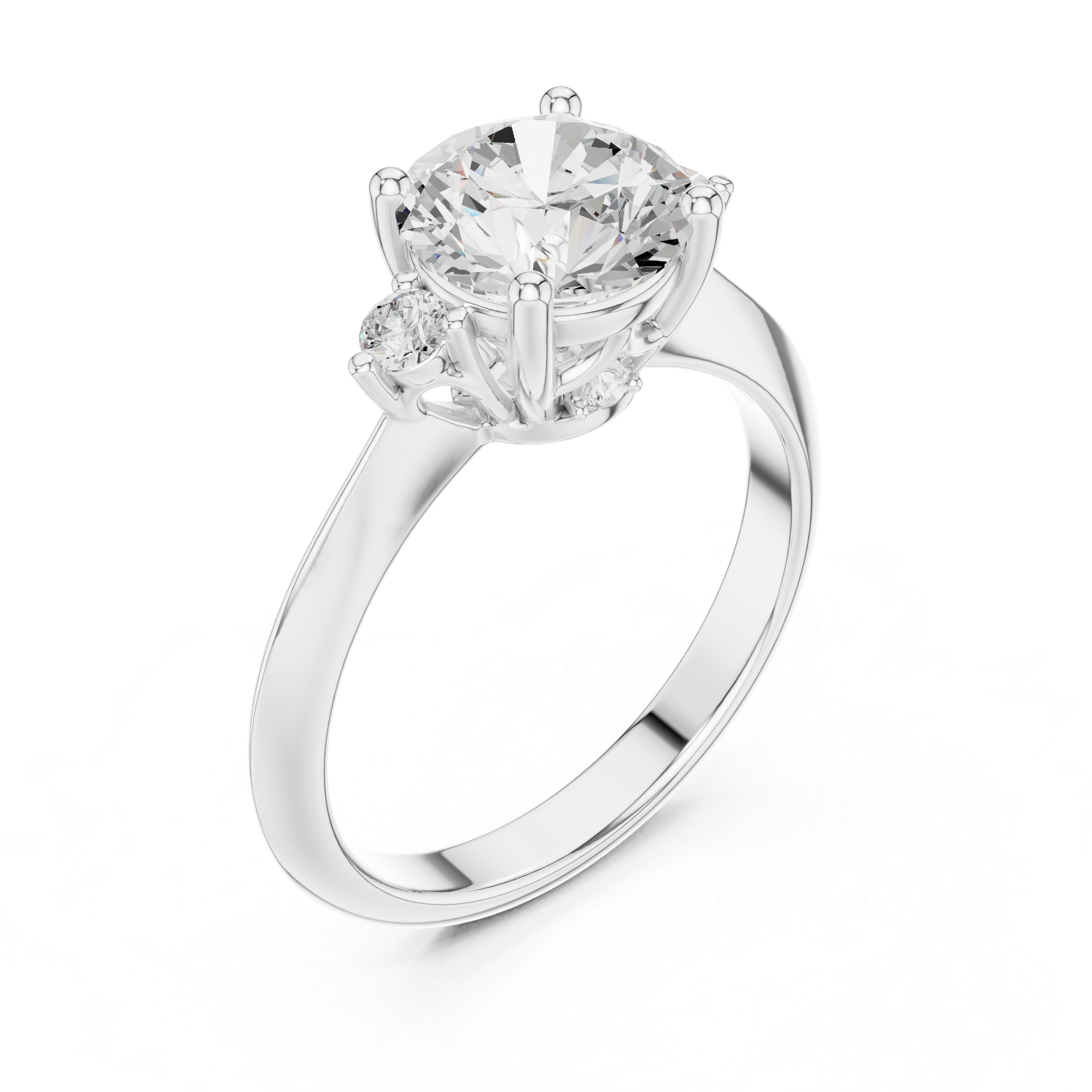 2 Ct Round Diamond Three Stone Engagement