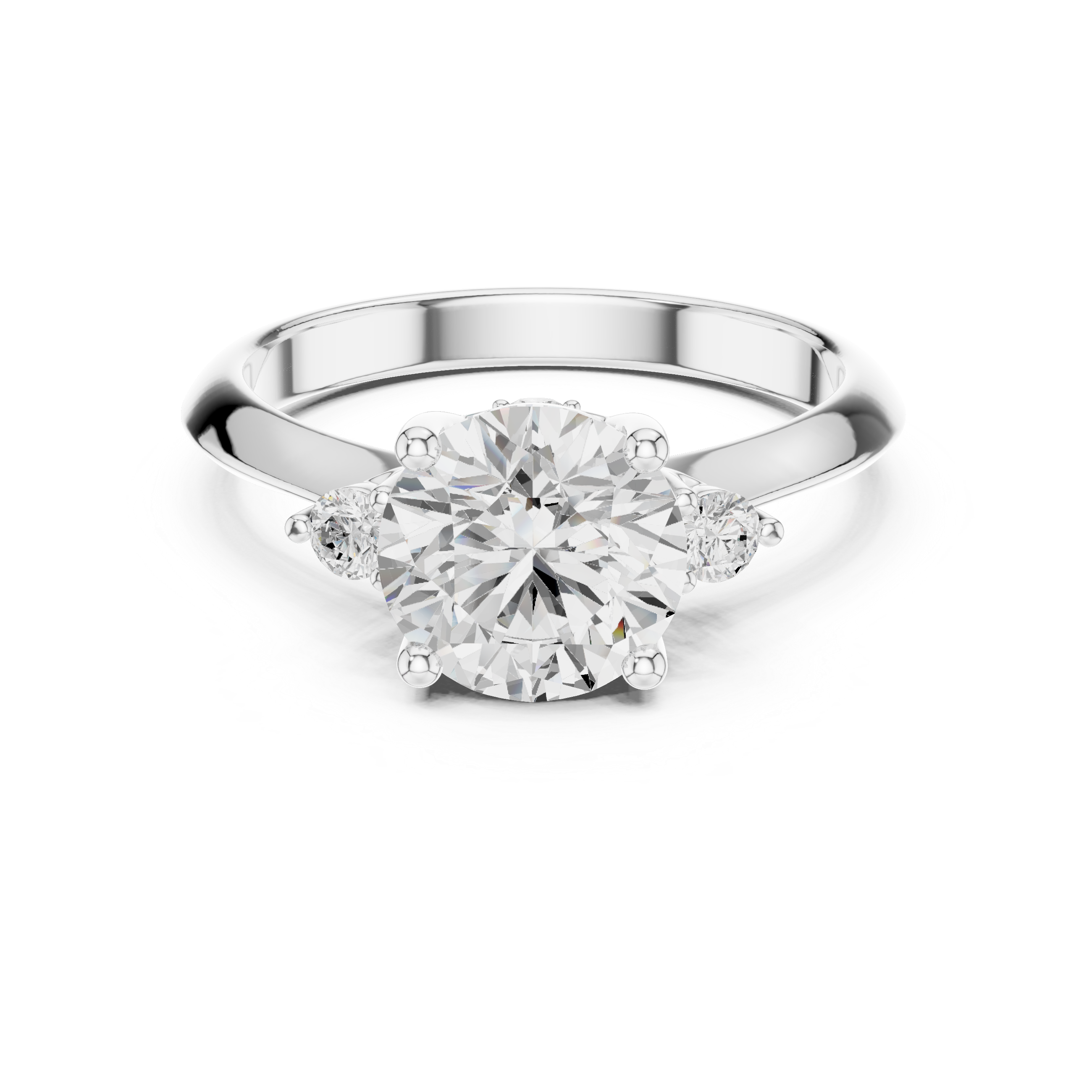 2 Ct Round Diamond Three Stone Engagement