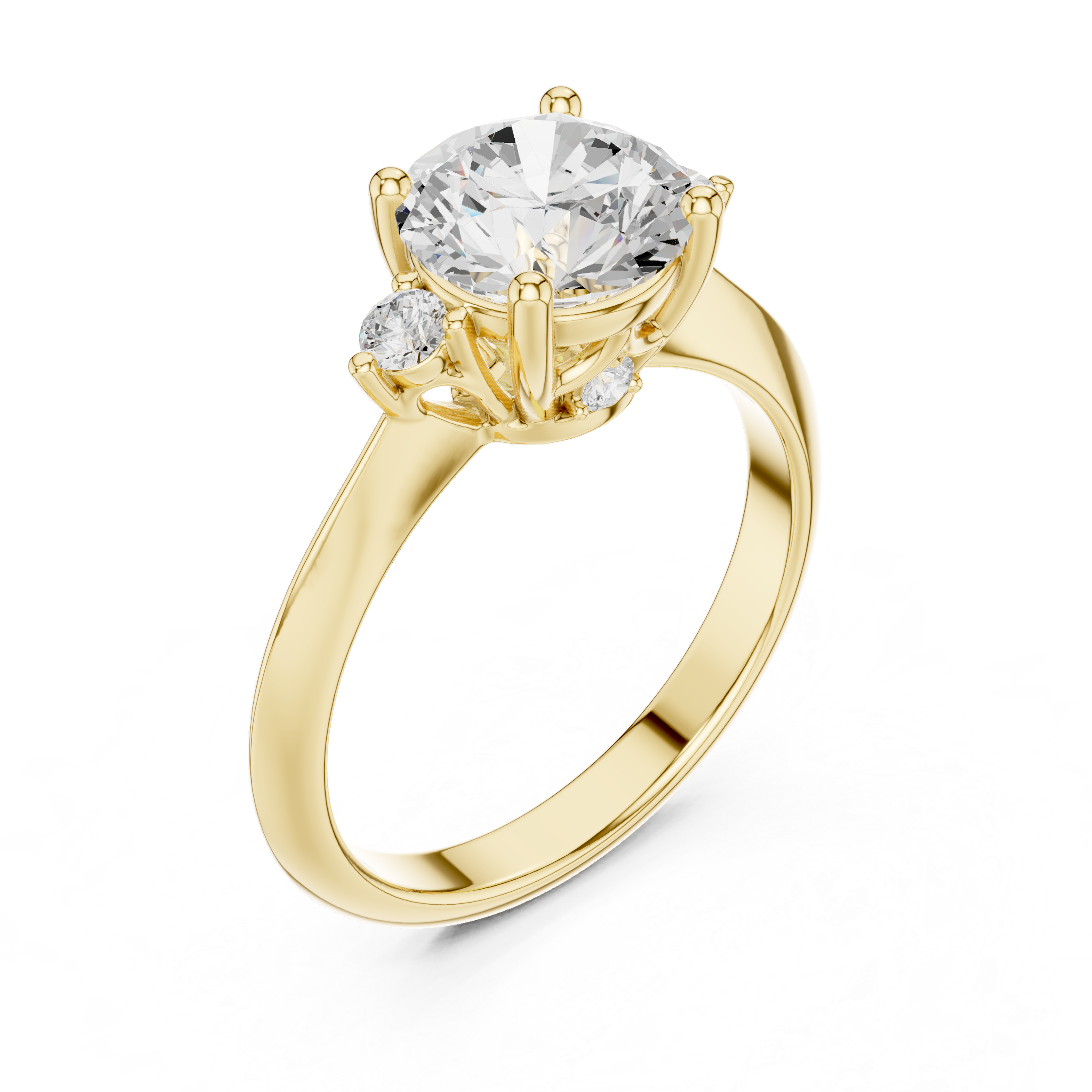 2 Ct Round Diamond Three Stone Engagement