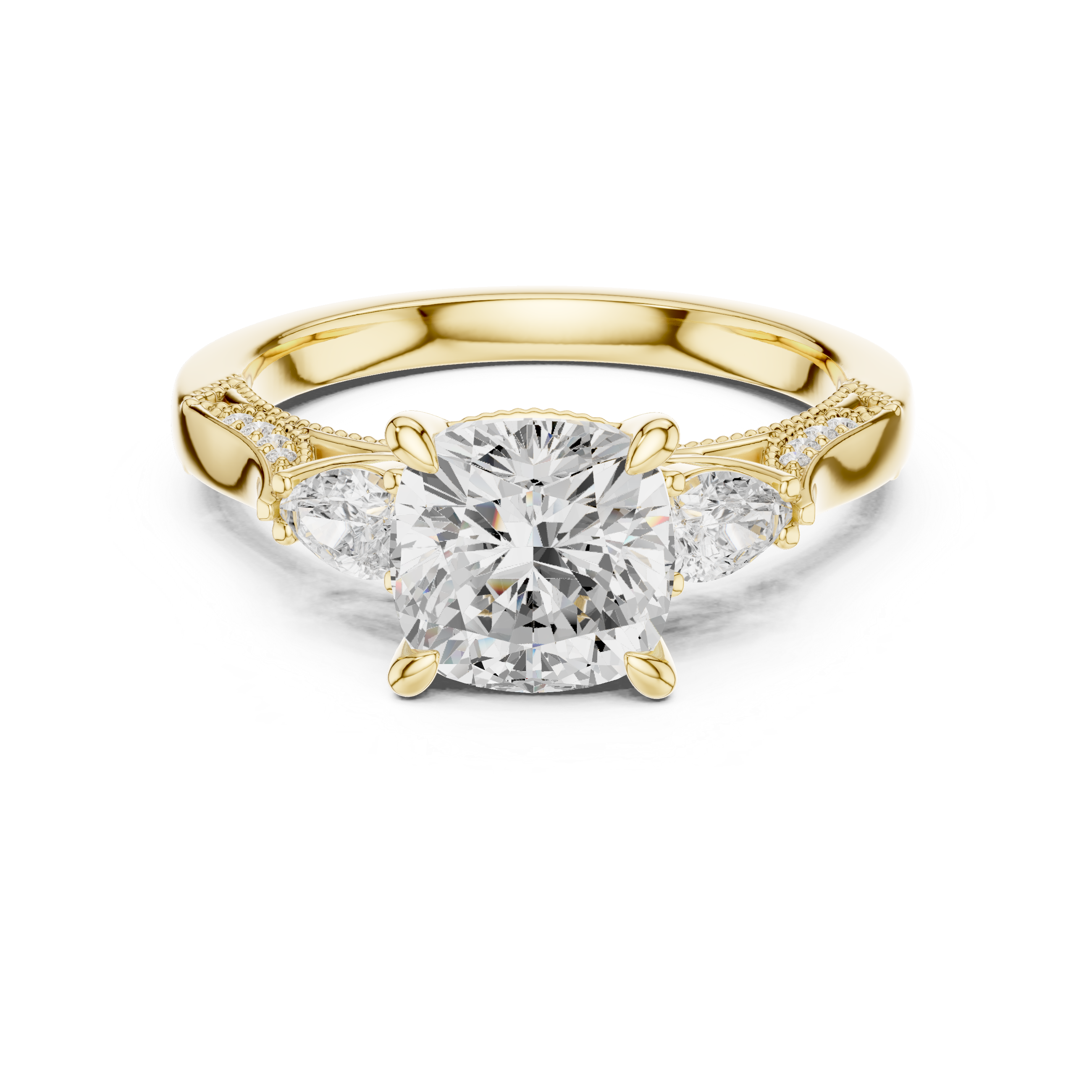 Grace Trinity Cushion Cut Diamond Engagement Ring