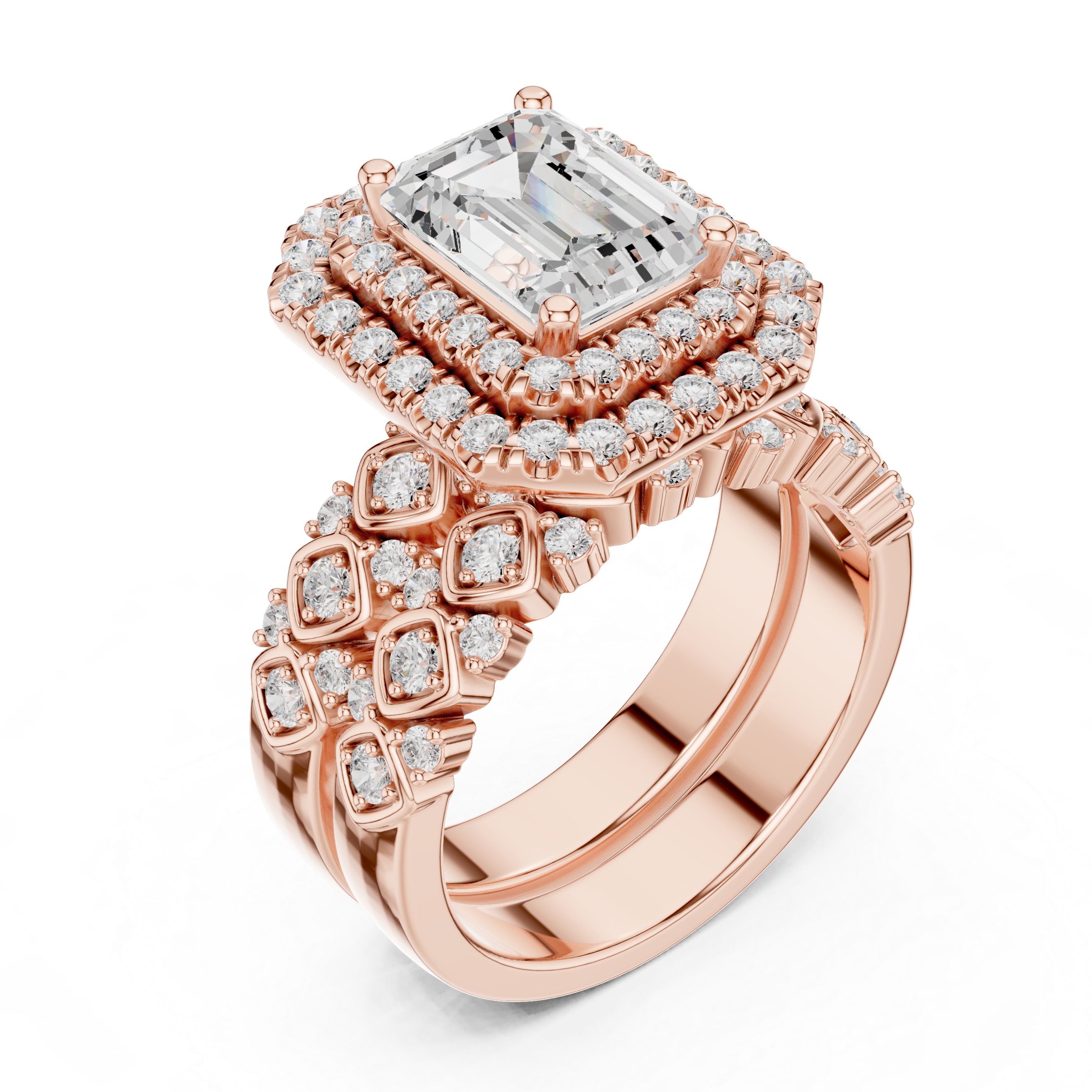 Imperial Halo Emerald Cut Diamond Ring