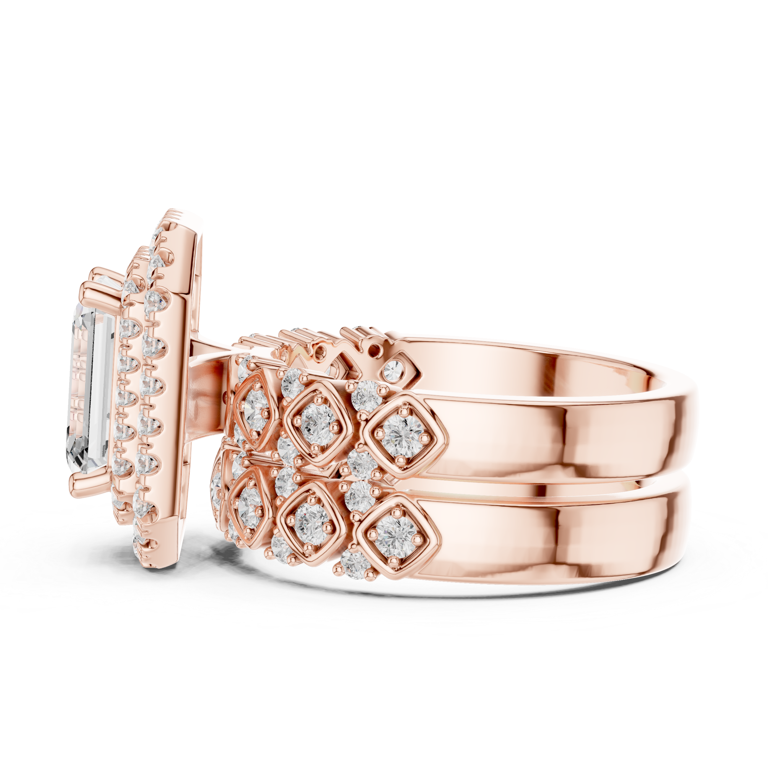 Imperial Halo Emerald Cut Diamond Ring