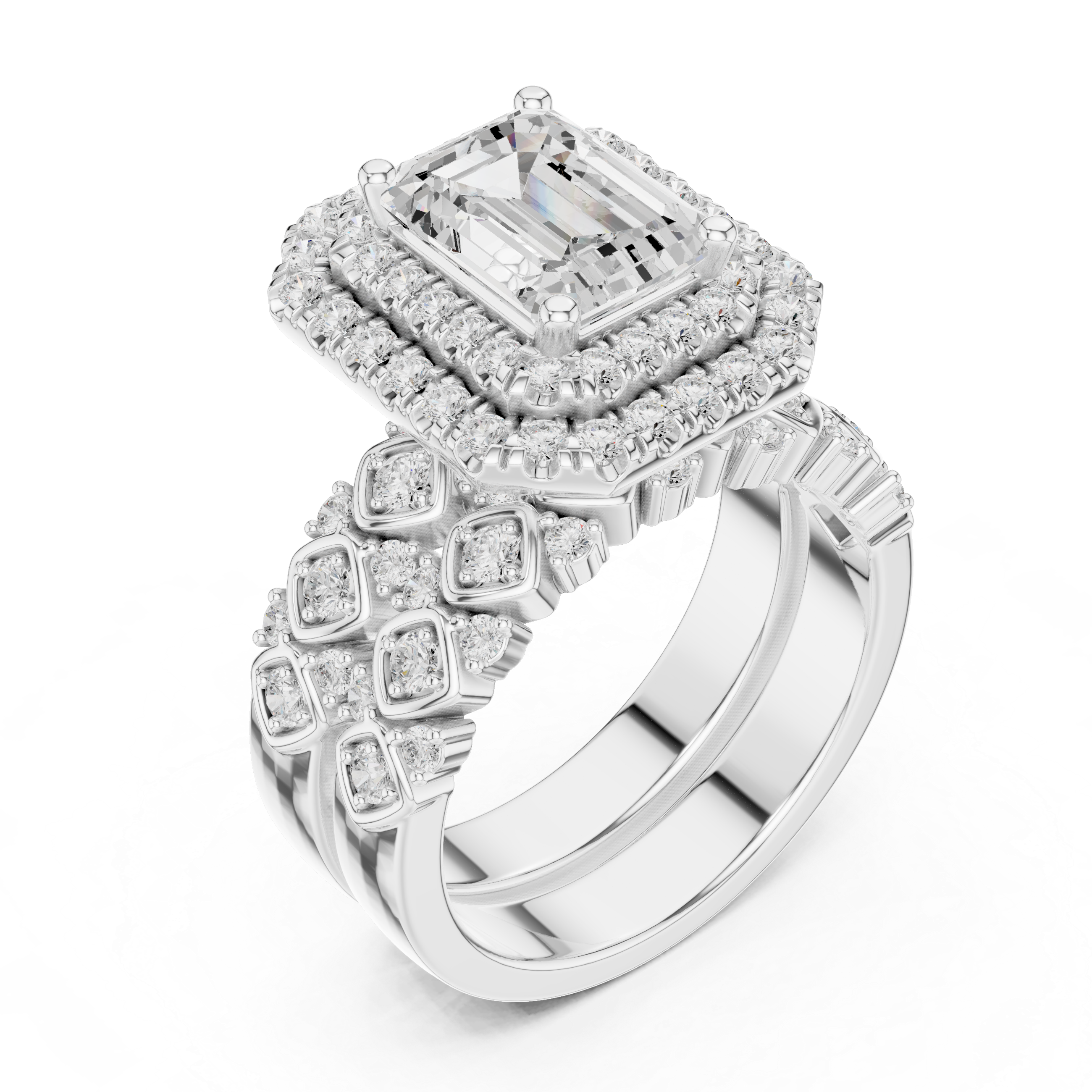 Imperial Halo Emerald Cut Diamond Ring