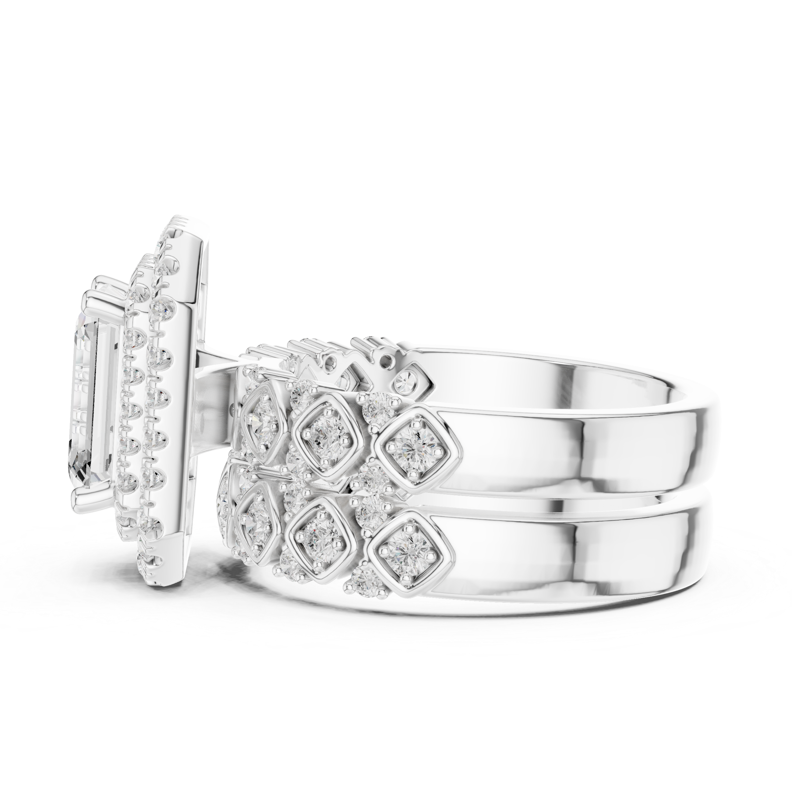 Imperial Halo Emerald Cut Diamond Ring