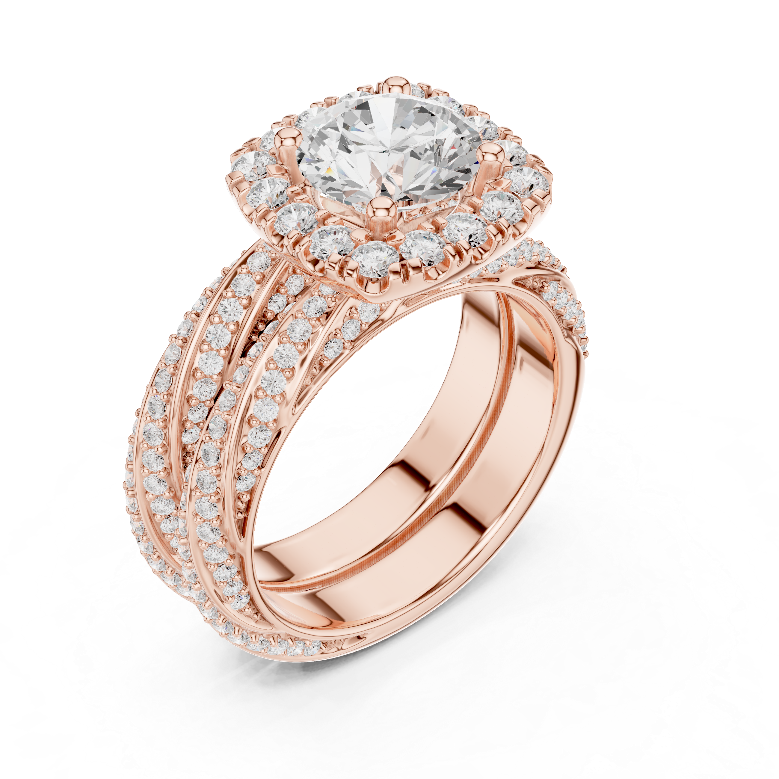 Royal Embrace Round Diamond Halo Engagement Ring