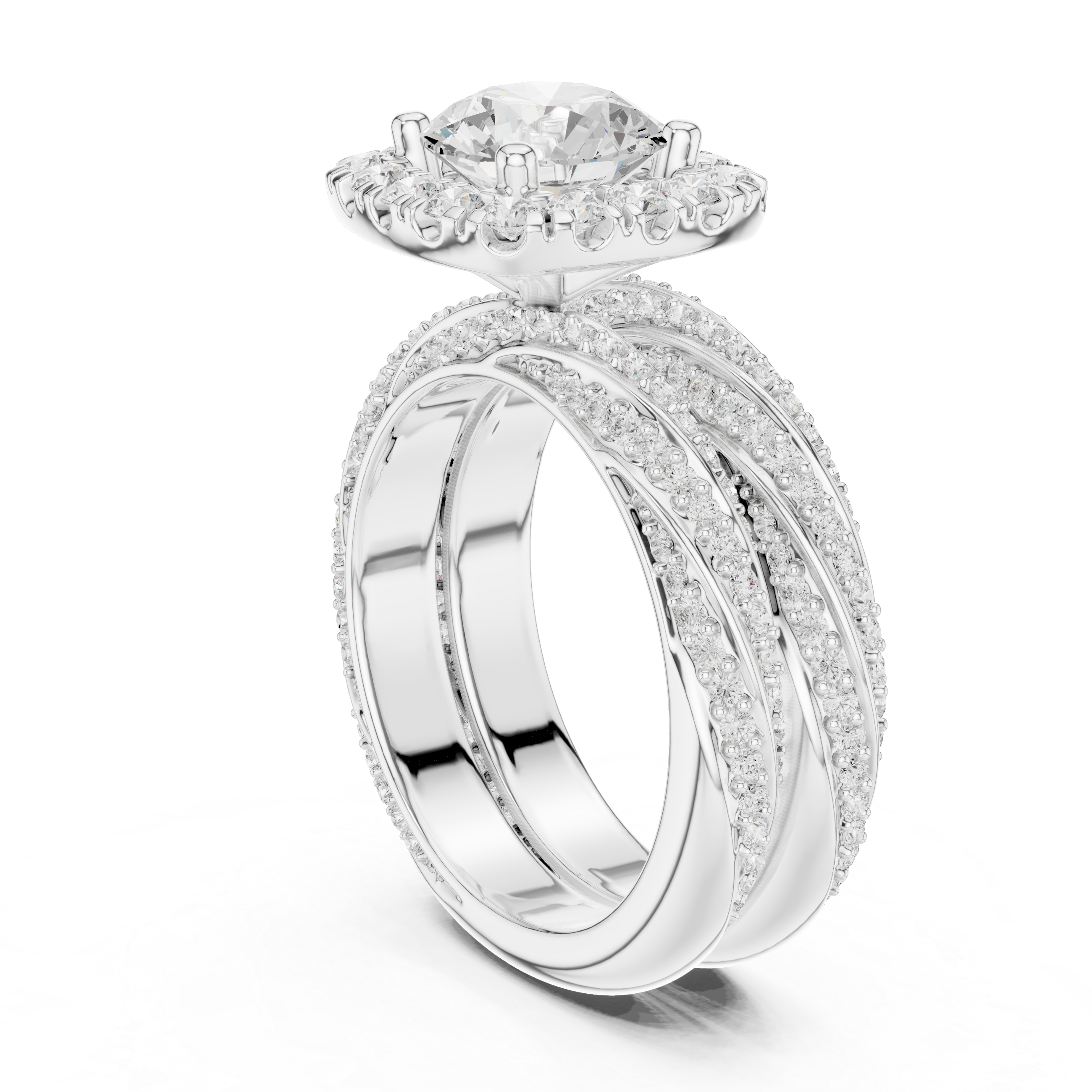 Royal Embrace Round Diamond Halo Engagement Ring