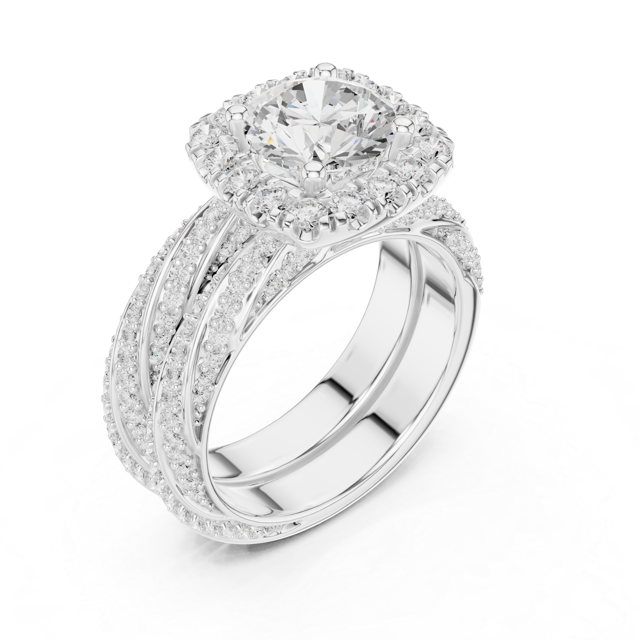 Royal Embrace Round Diamond Halo Engagement Ring