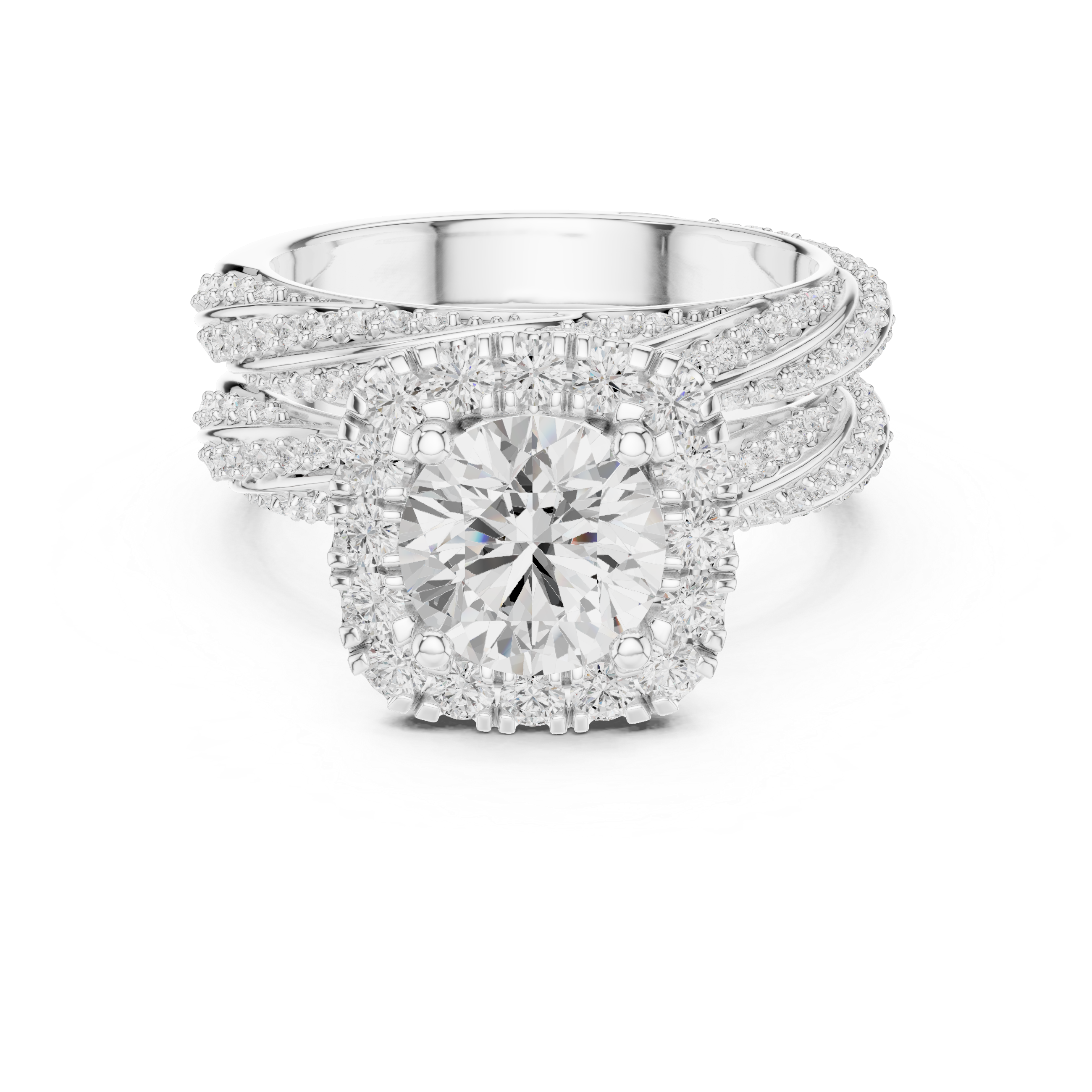 Royal Embrace Round Diamond Halo Engagement Ring