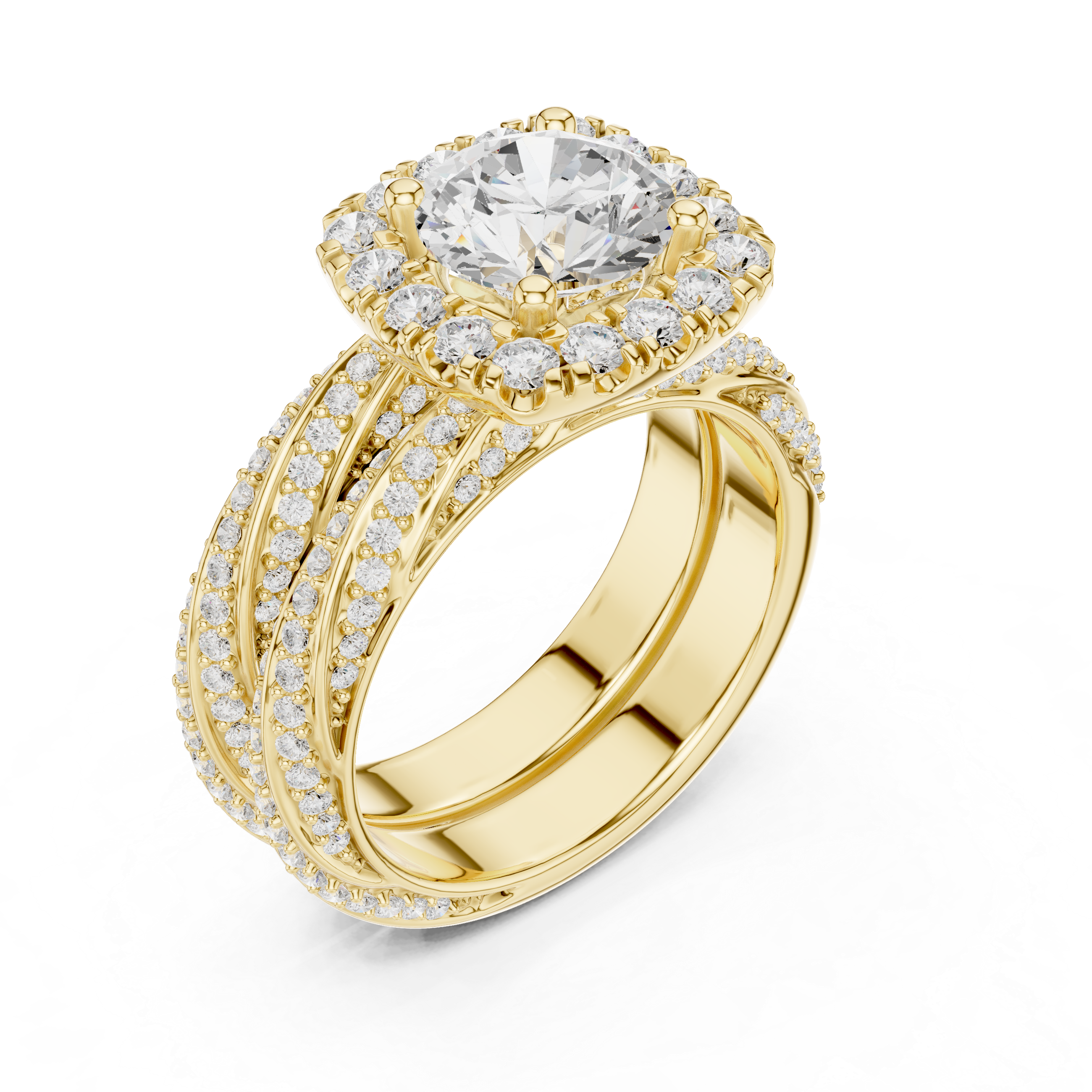Royal Embrace Round Diamond Halo Engagement Ring